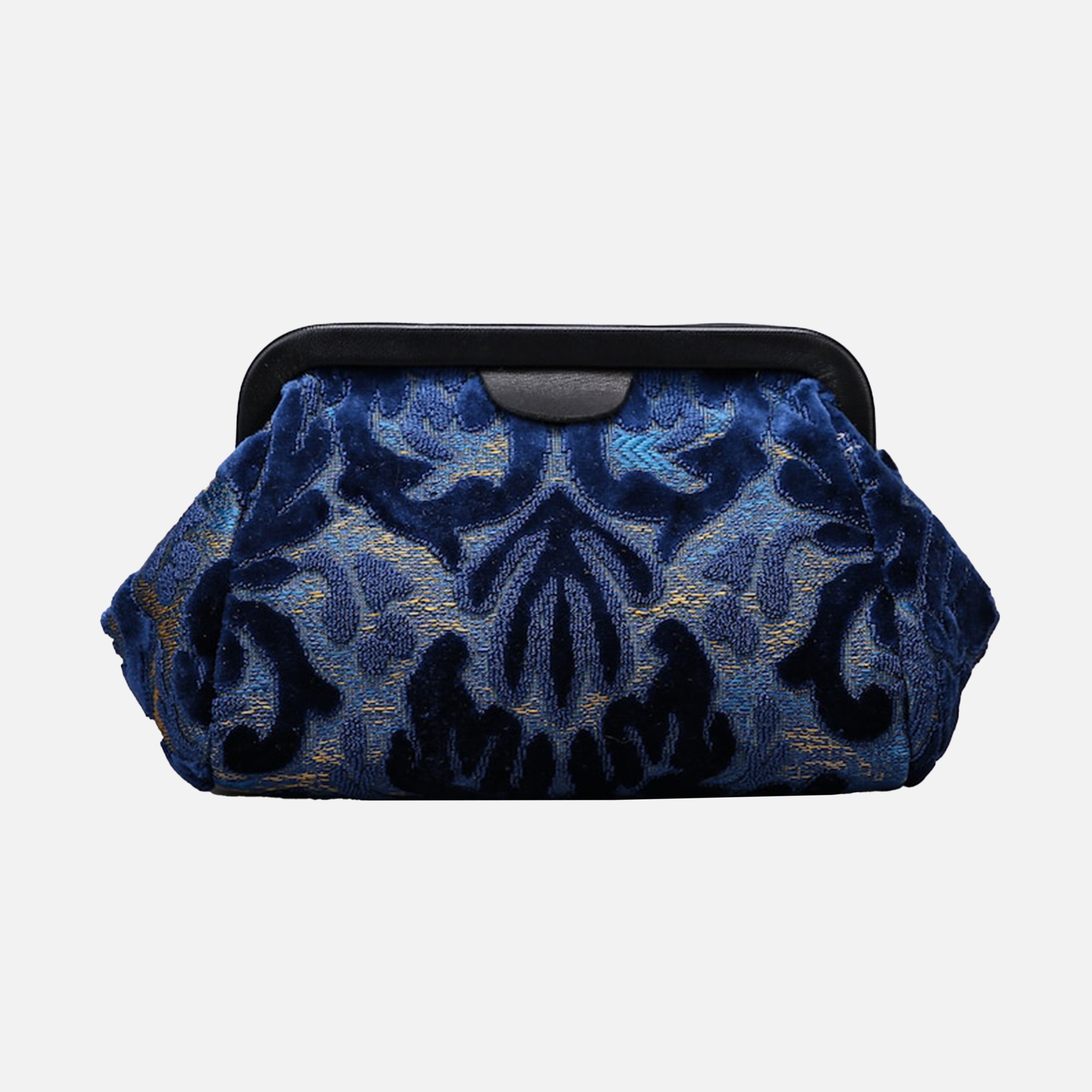 Burnout Velvet Navy Evening Bag Clutch carpet bag MCW Handmade-2