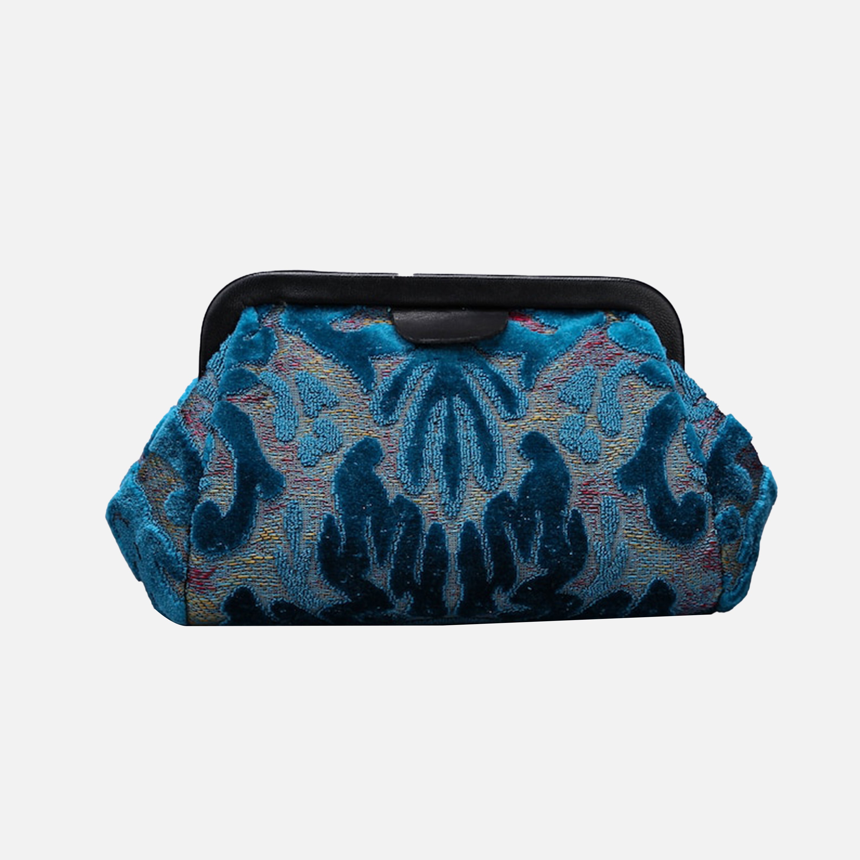 Burnout Velvet Aqua Blue Evening Bag Clutch carpet bag MCW Handmade-2