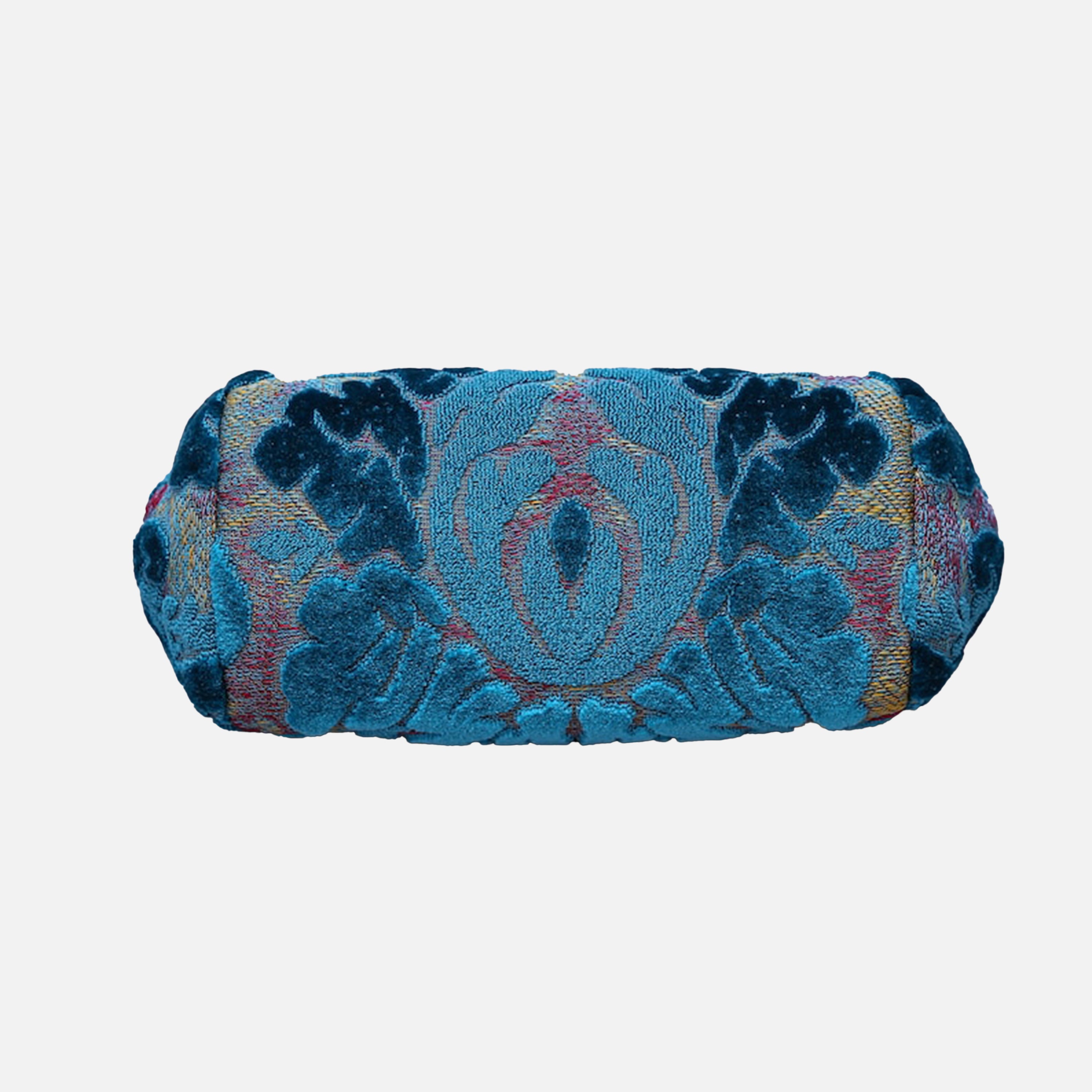 Burnout Velvet Aqua Blue Evening Bag Clutch carpet bag MCW Handmade-4