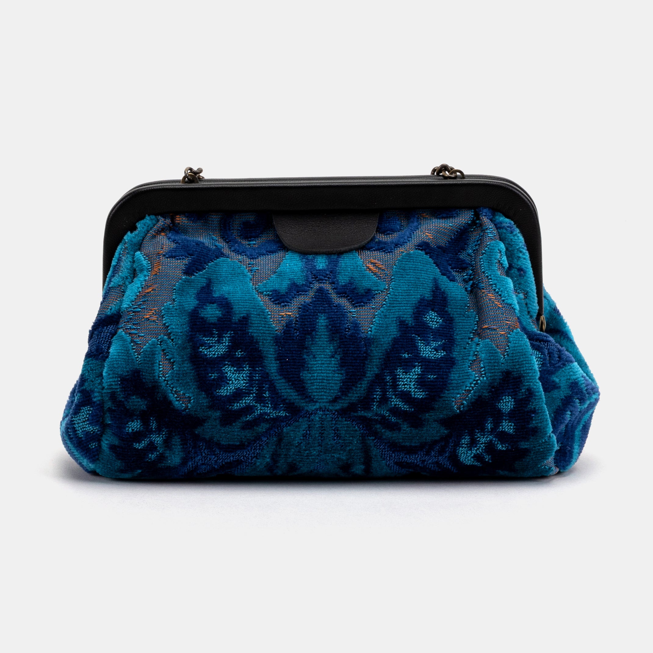 Burnout Velvet Revival Aqua Evening Bag Clutch carpet bag MCW Handmade-2