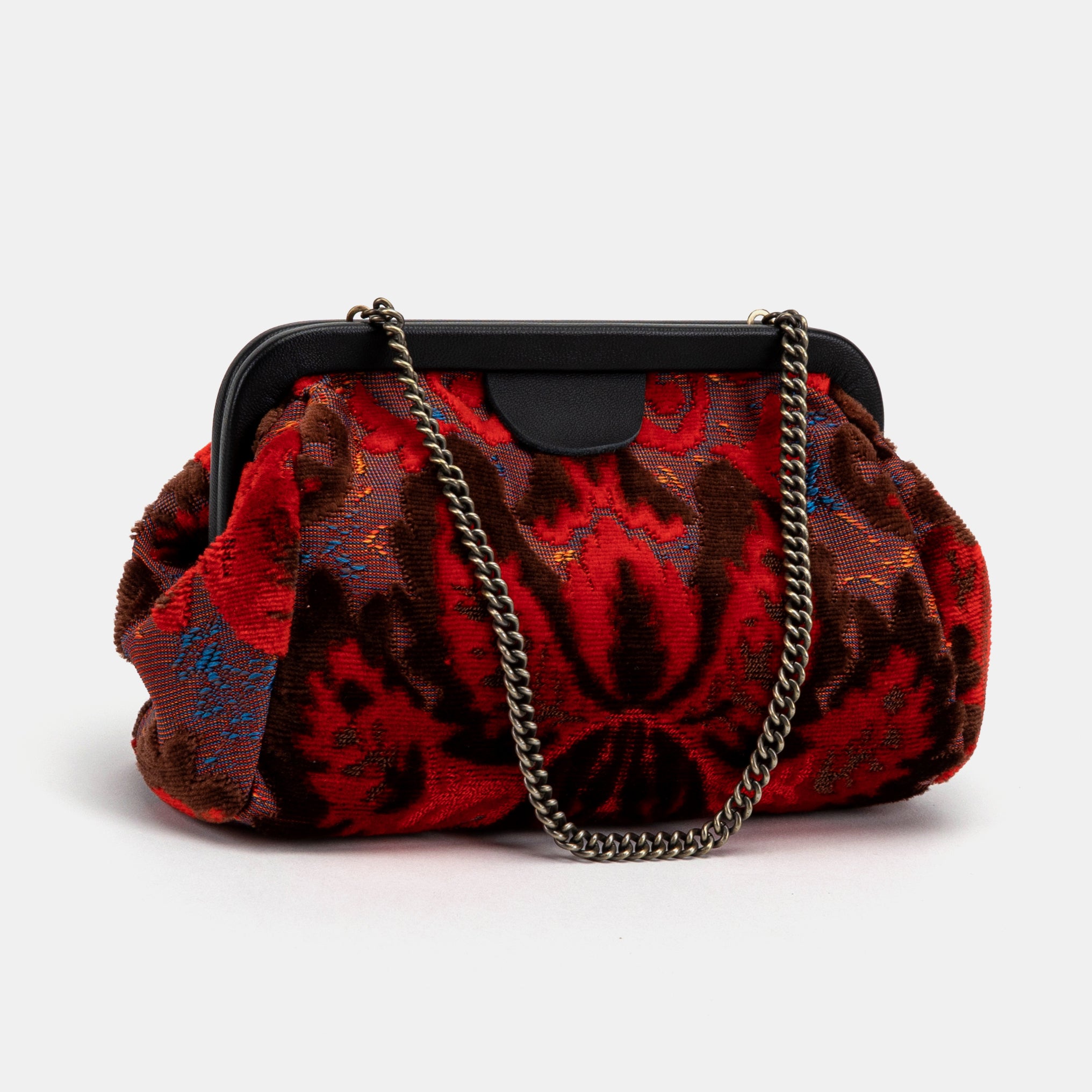 Burnout Velvet Revival Scarlet Evening Bag Clutch carpet bag MCW Handmade-1