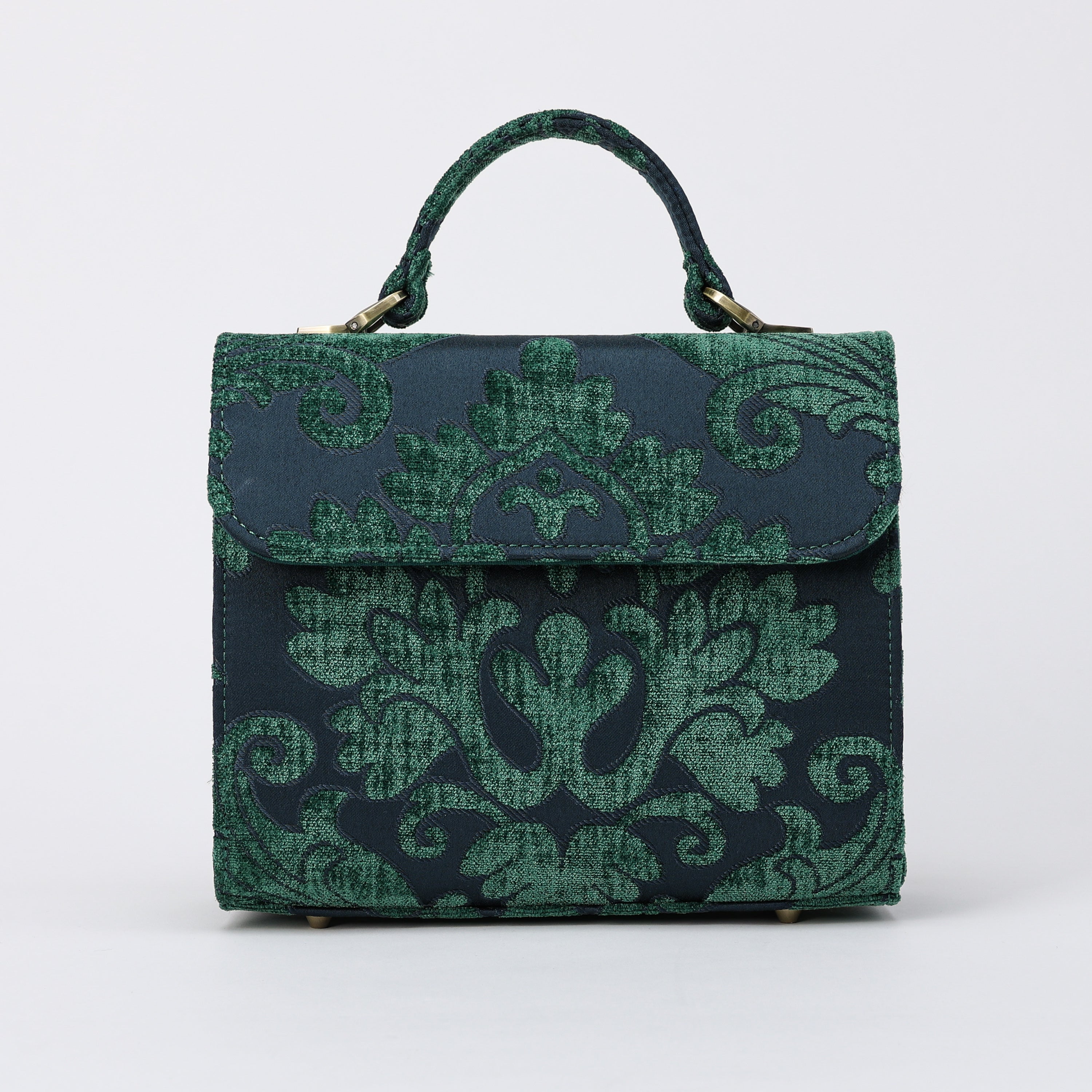 Queen Hunter Green Flap Satchel carpet bag MCW Handmade