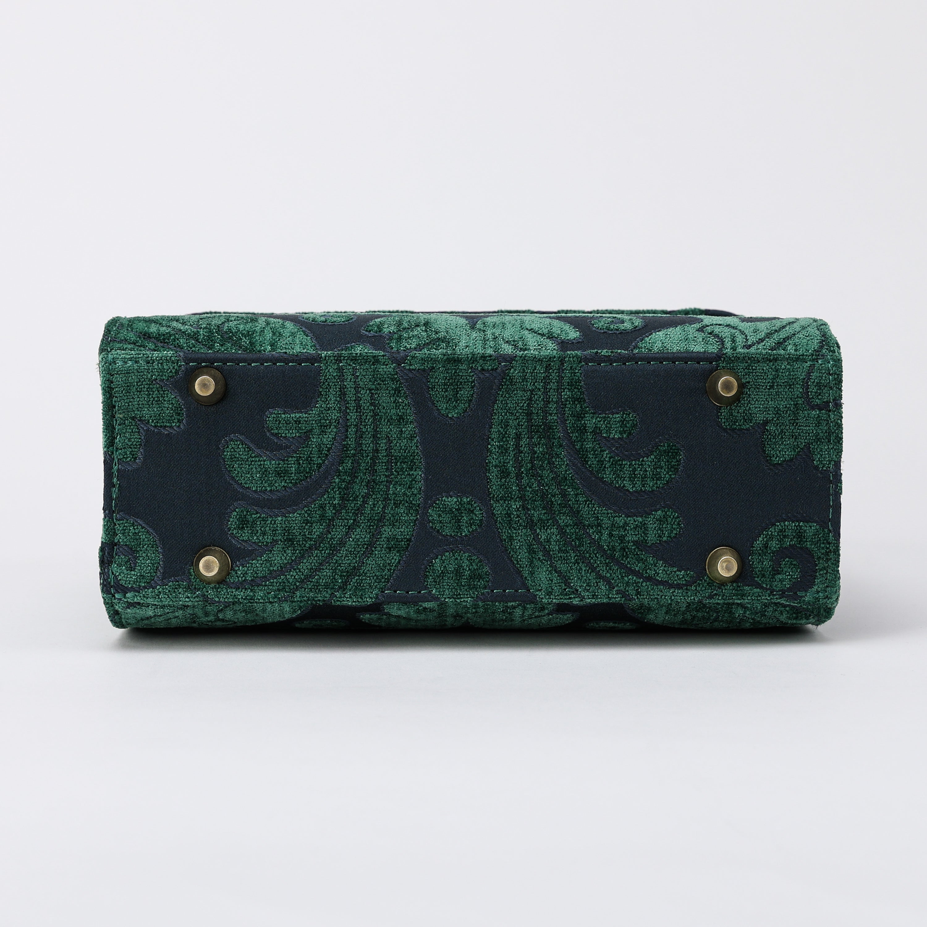 Queen Hunter Green Flap Satchel carpet bag MCW Handmade-5