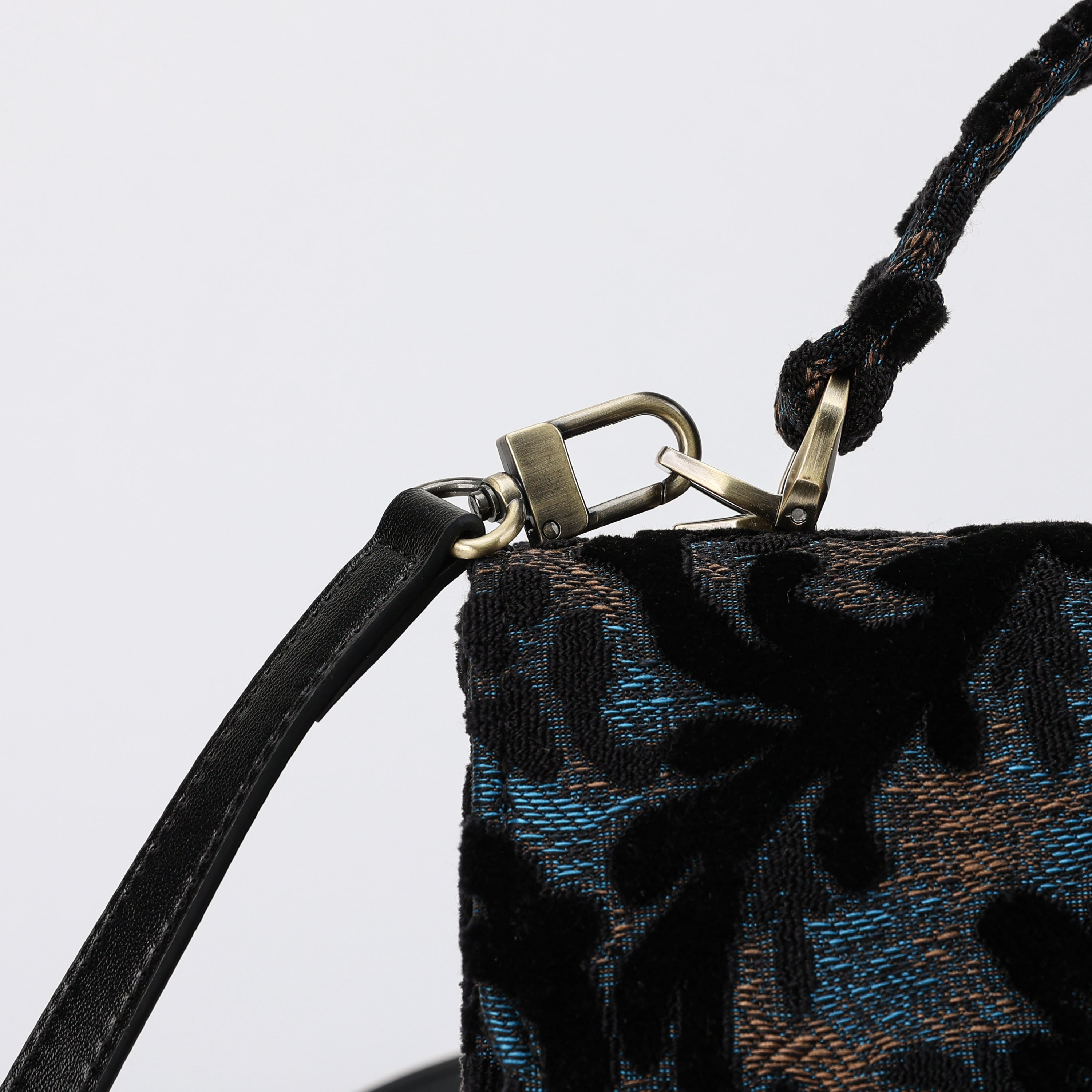Burnout Velvet Black Flap Satchel carpet bag MCW Handmade-7