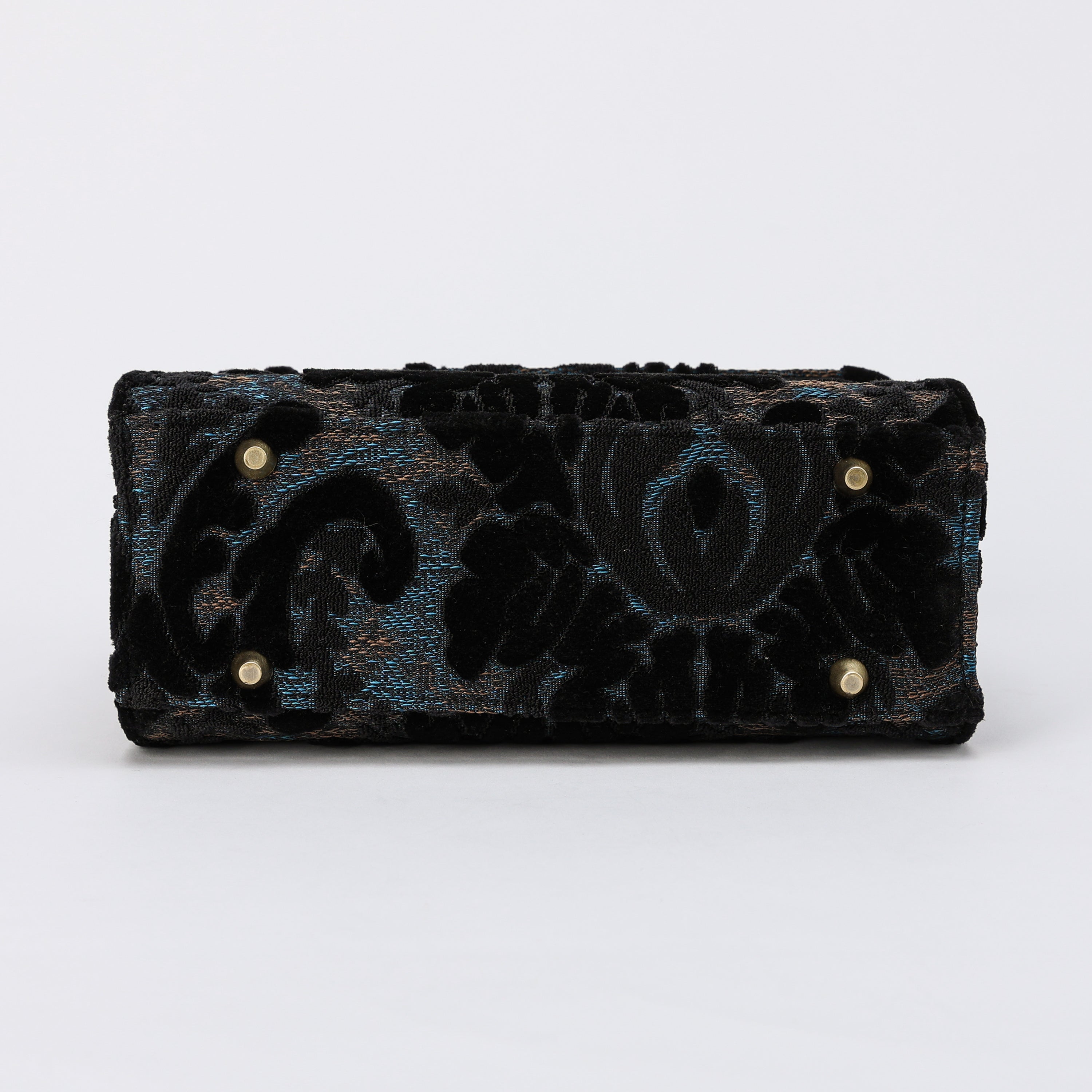 Burnout Velvet Black Flap Satchel carpet bag MCW Handmade-5