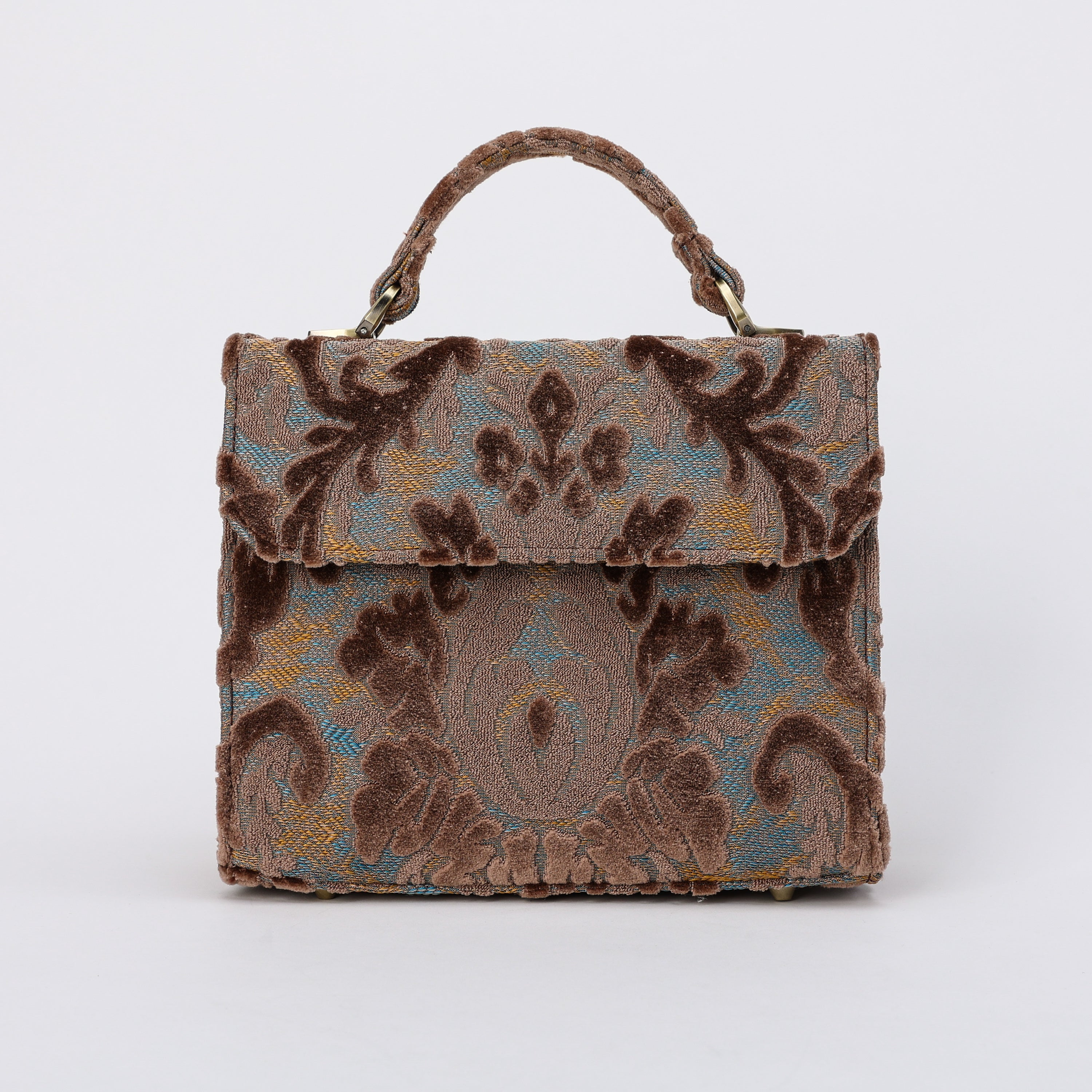 Burnout Velvet Camel Flap Satchel carpet bag MCW Handmade