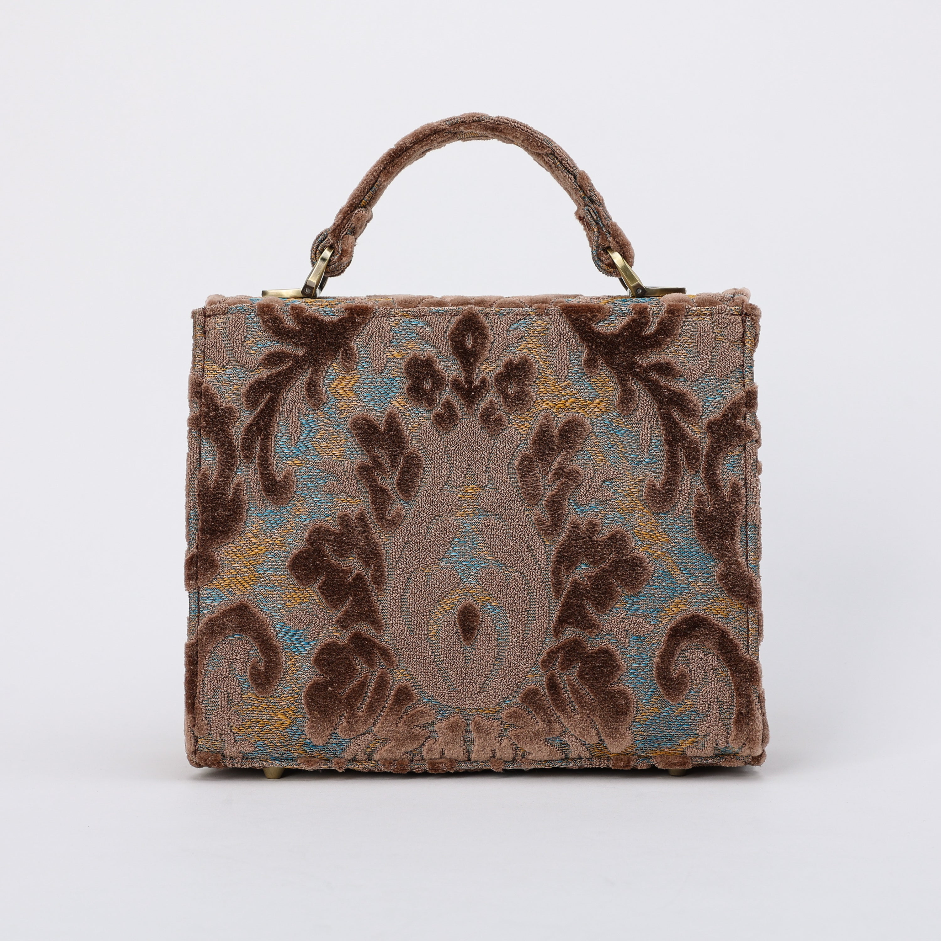 Burnout Velvet Camel Flap Satchel carpet bag MCW Handmade-3