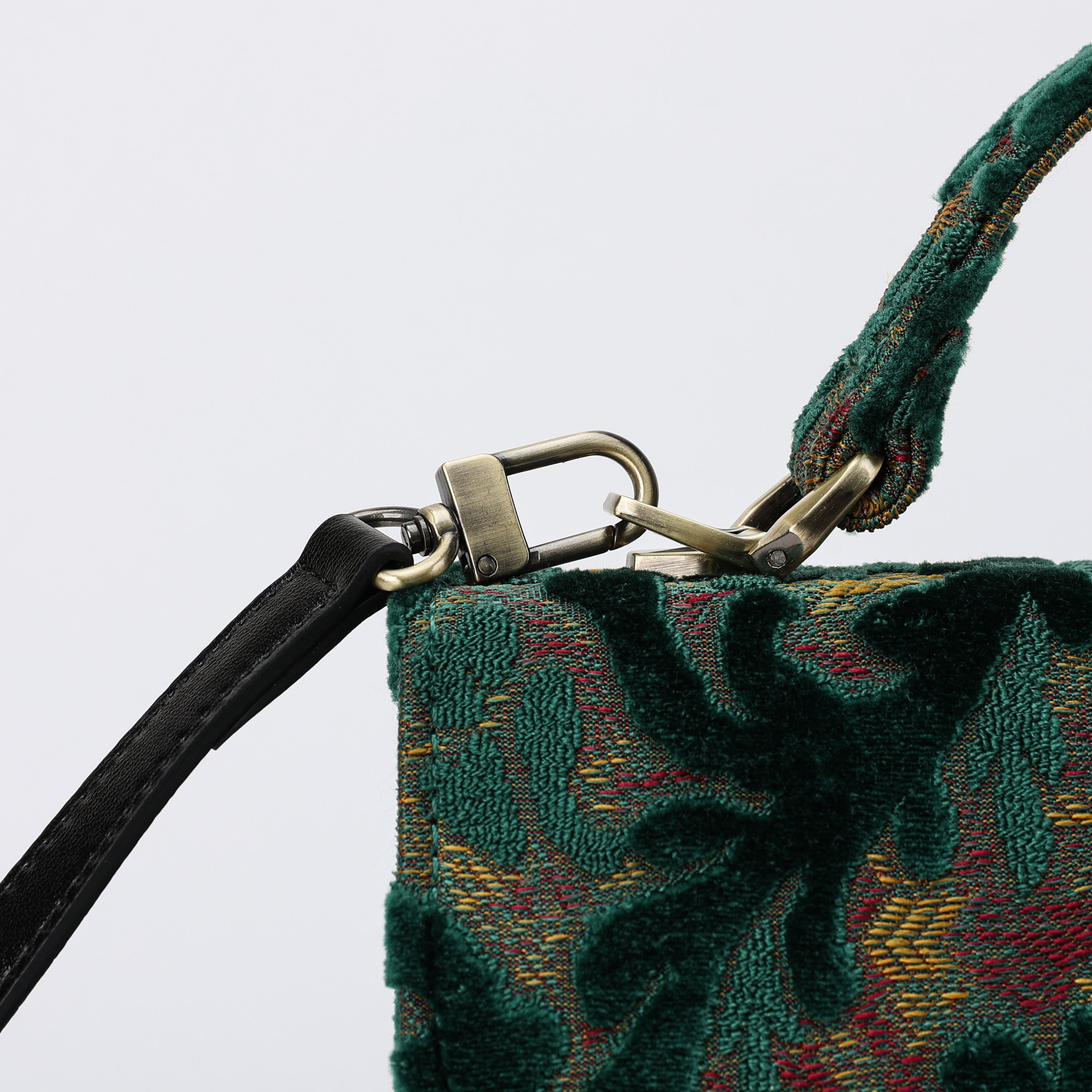 Burnout Velvet Jade Green Flap Satchel carpet bag MCW Handmade-6