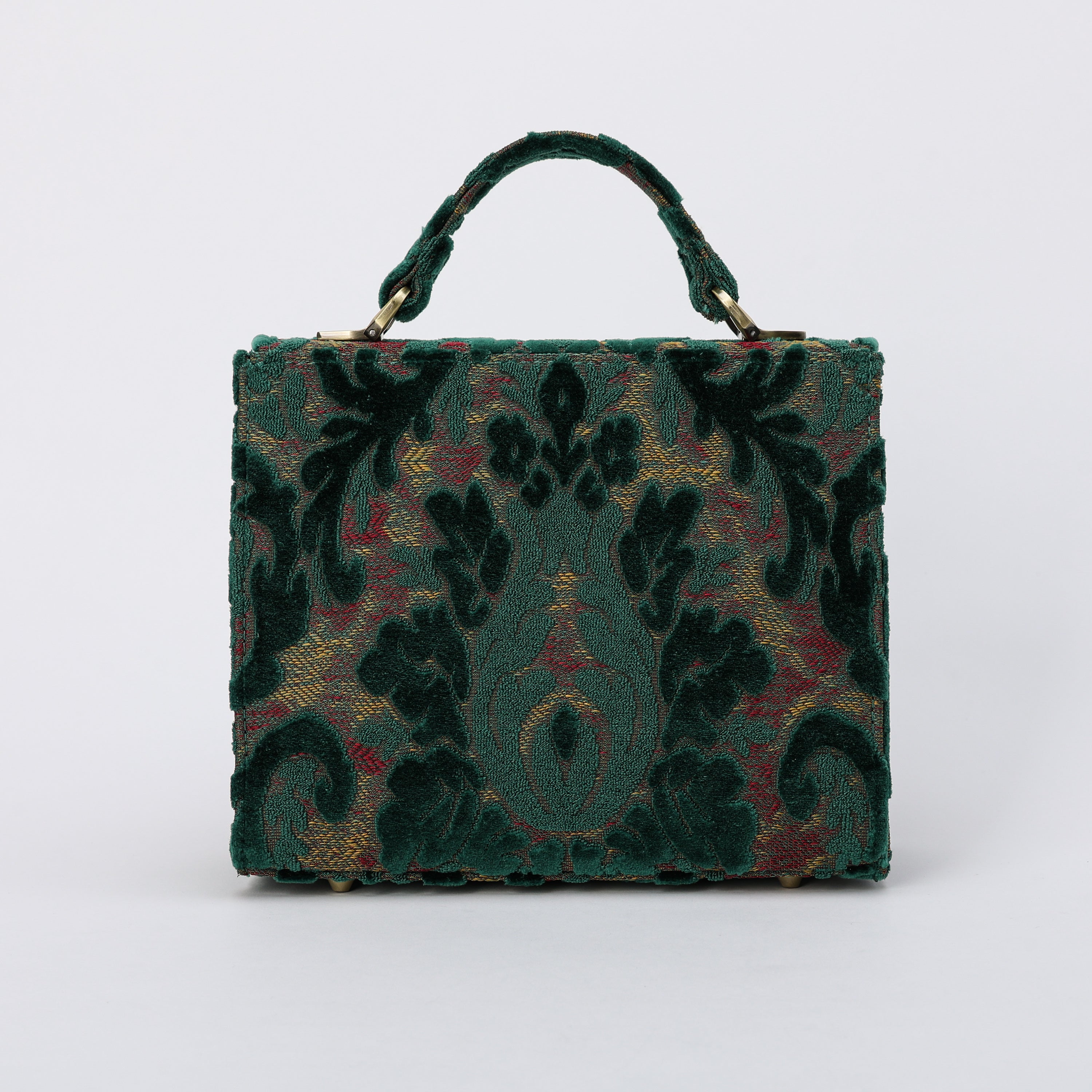 Burnout Velvet Jade Green Flap Satchel carpet bag MCW Handmade-2