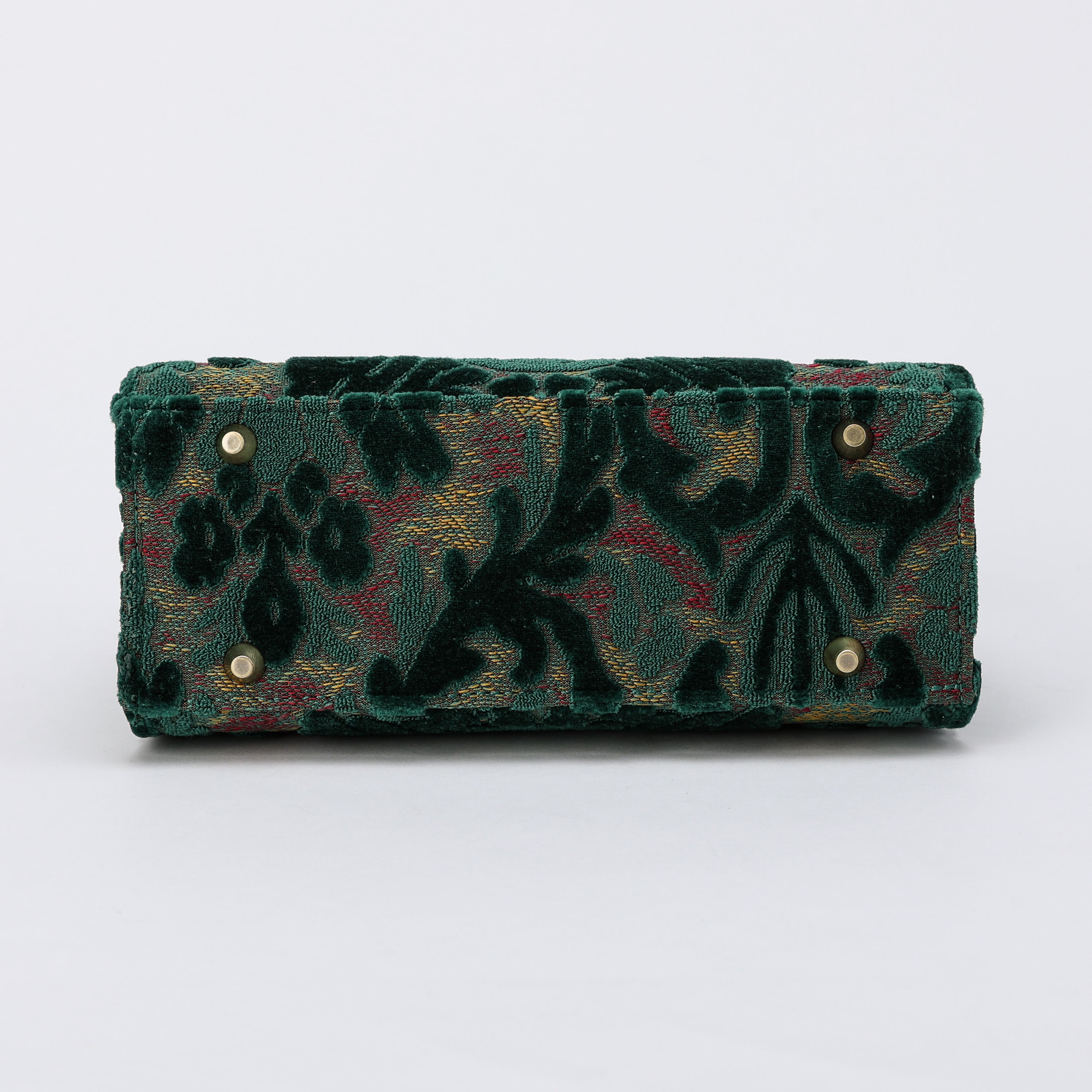 Burnout Velvet Jade Green Flap Satchel carpet bag MCW Handmade-5