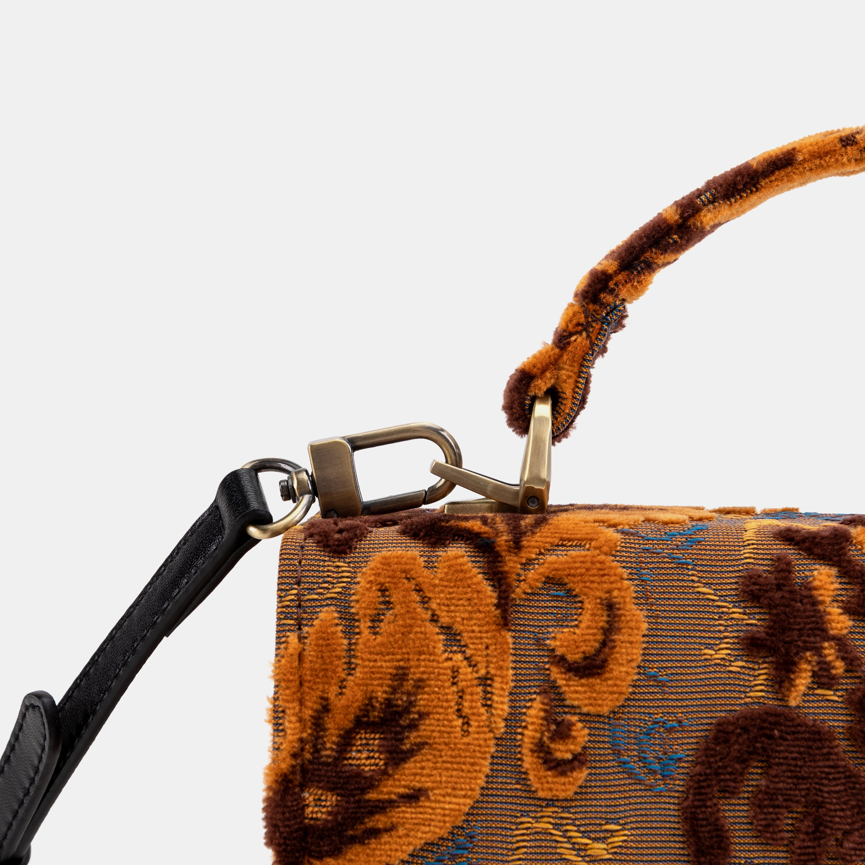 Burnout Velvet Revival Sienna Flap Satchel Carpetbag of America clasp