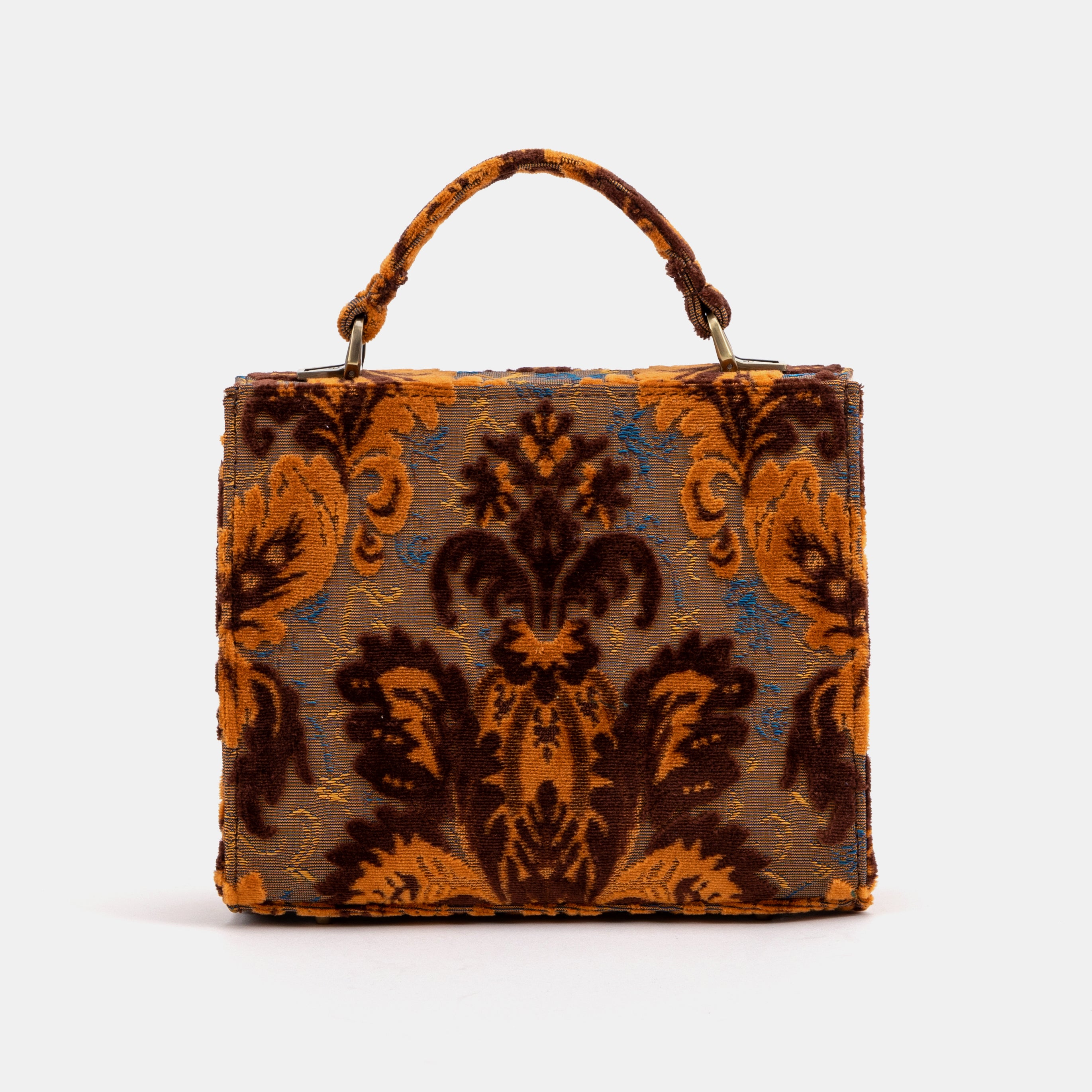 Burnout Velvet Revival Sienna Flap Satchel Carpetbag of America back