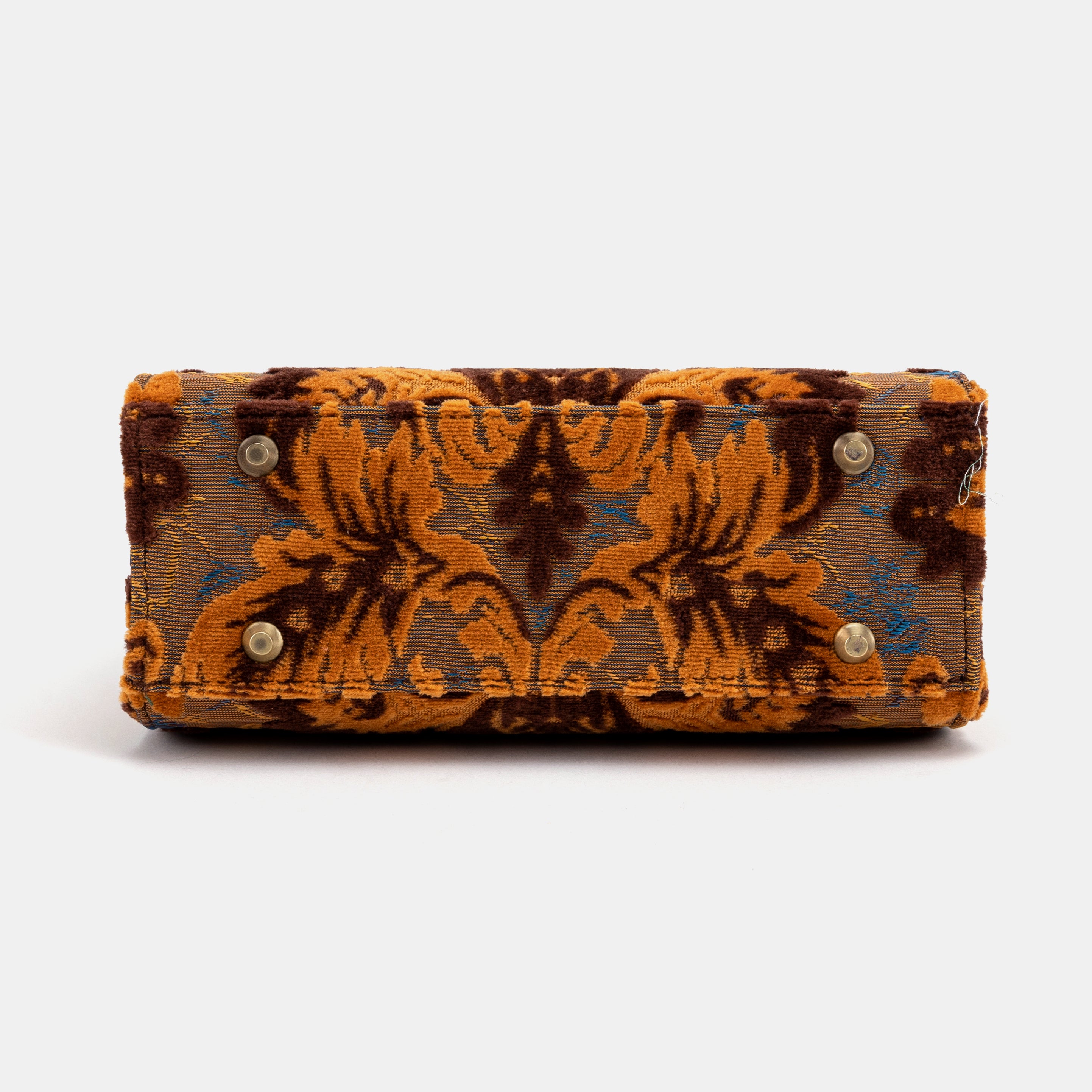 Burnout Velvet Revival Sienna Flap Satchel Carpetbag of America bottom