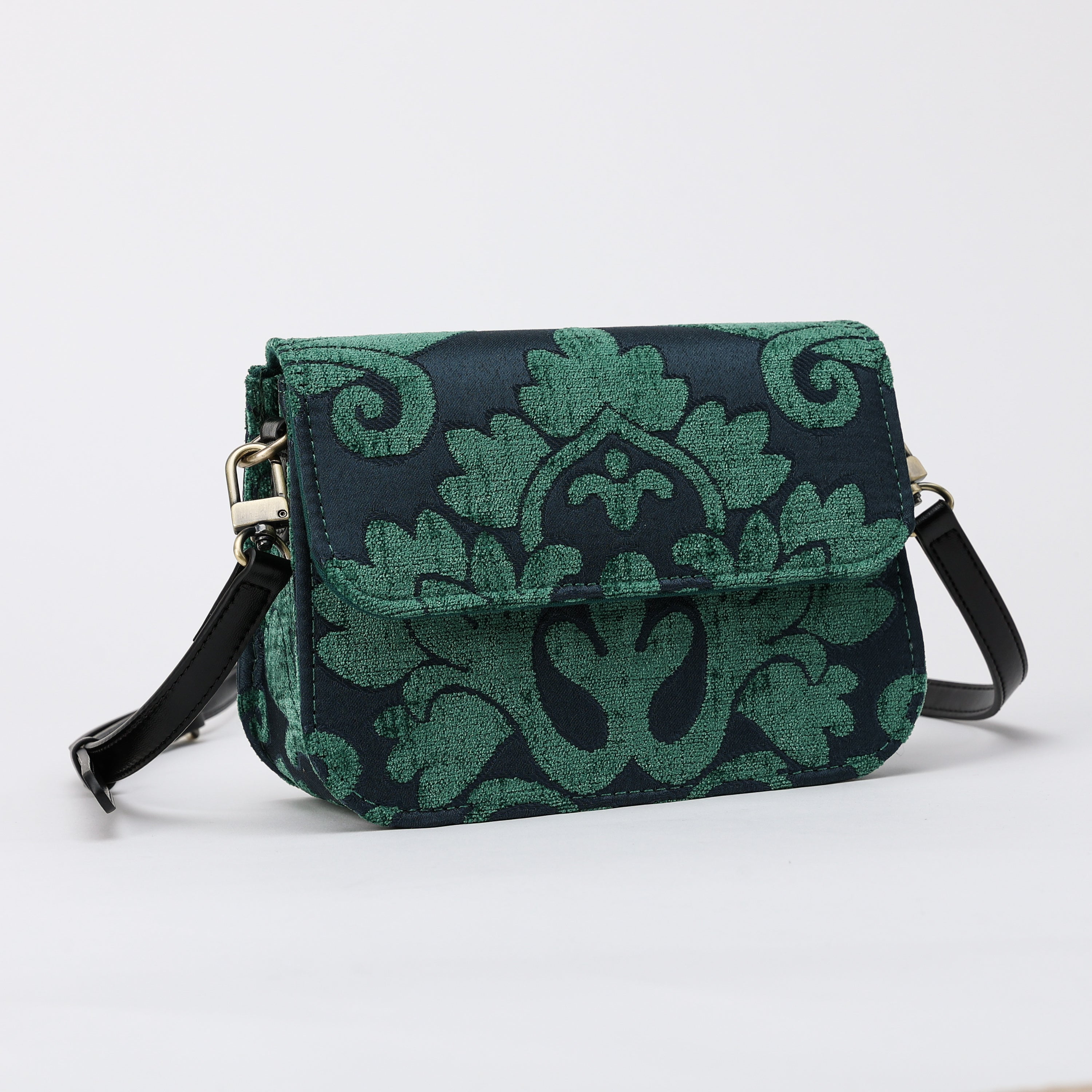 Queen Hunter Green Flap Crossbody Bag carpet bag MCW Handmade