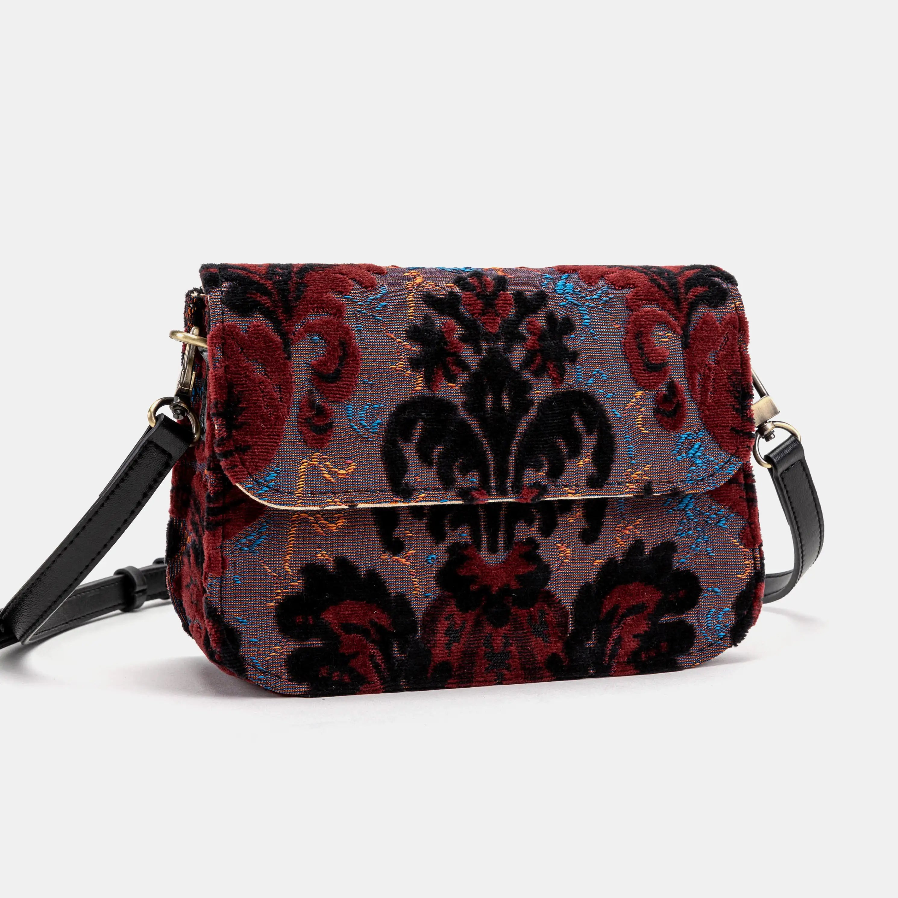 Burnout Velvet Revival Sephia Flap Crossbody Bag of America main