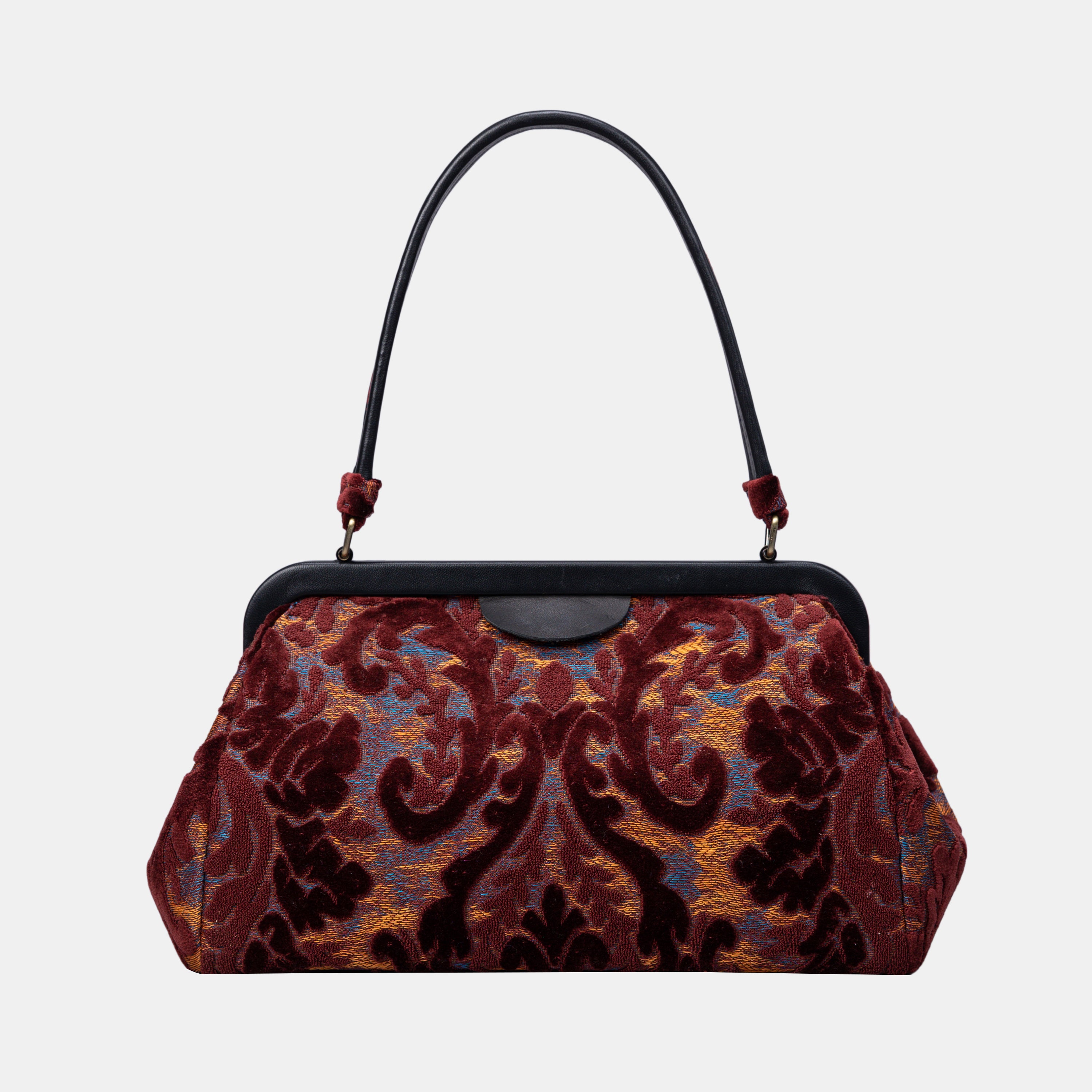 Burnout Velvet Wine Shoulder Bag