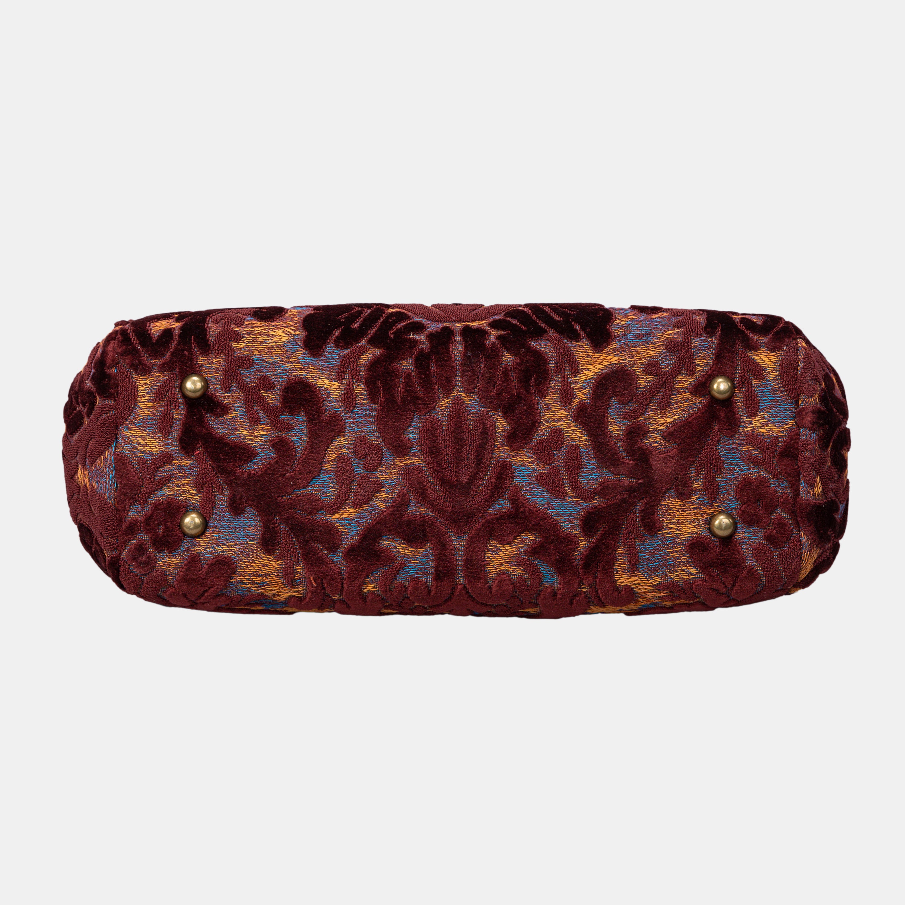 Burnout Velvet Wine Shoulder Bag