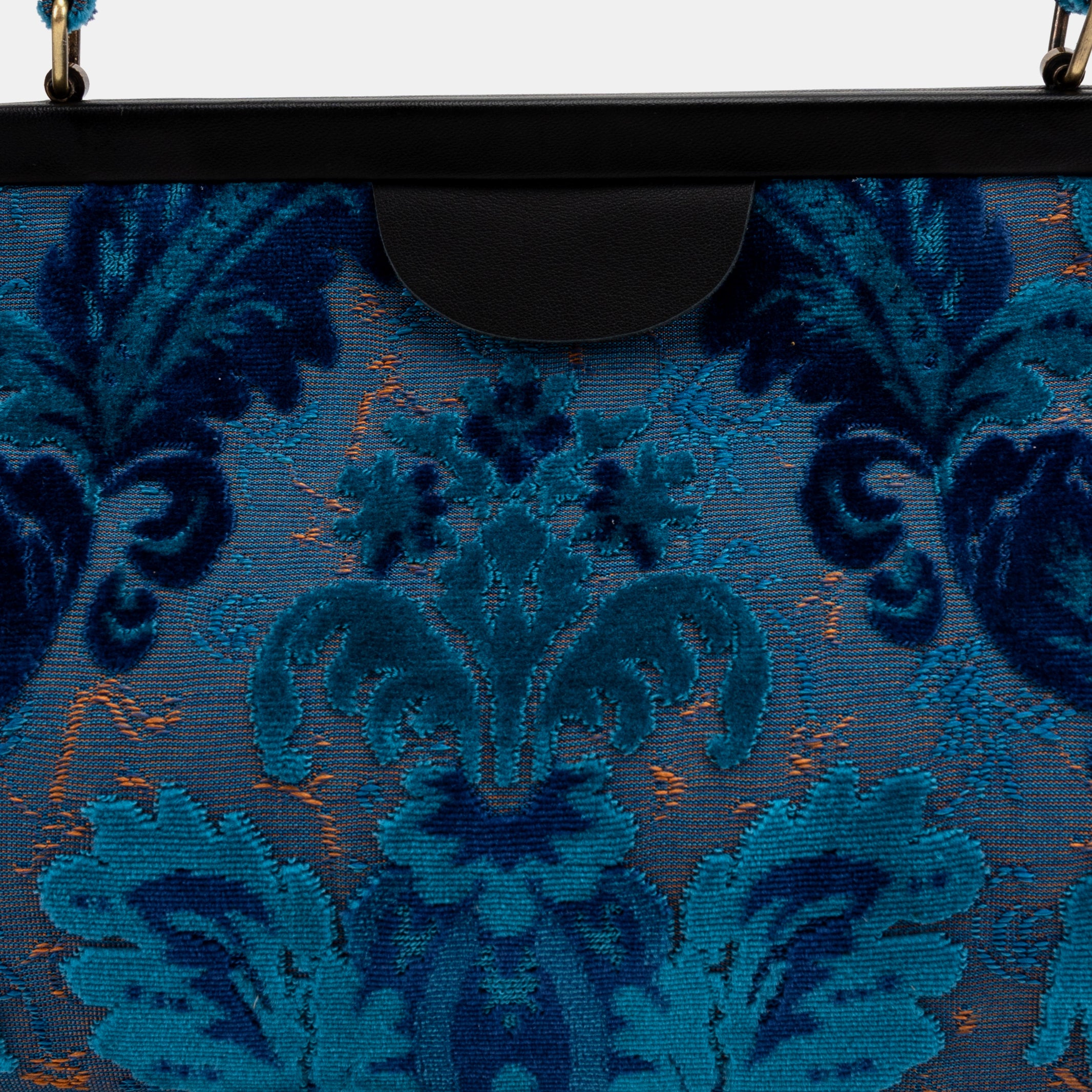 Burnout Velvet Revival Aqua Shoulder Bag of America detail