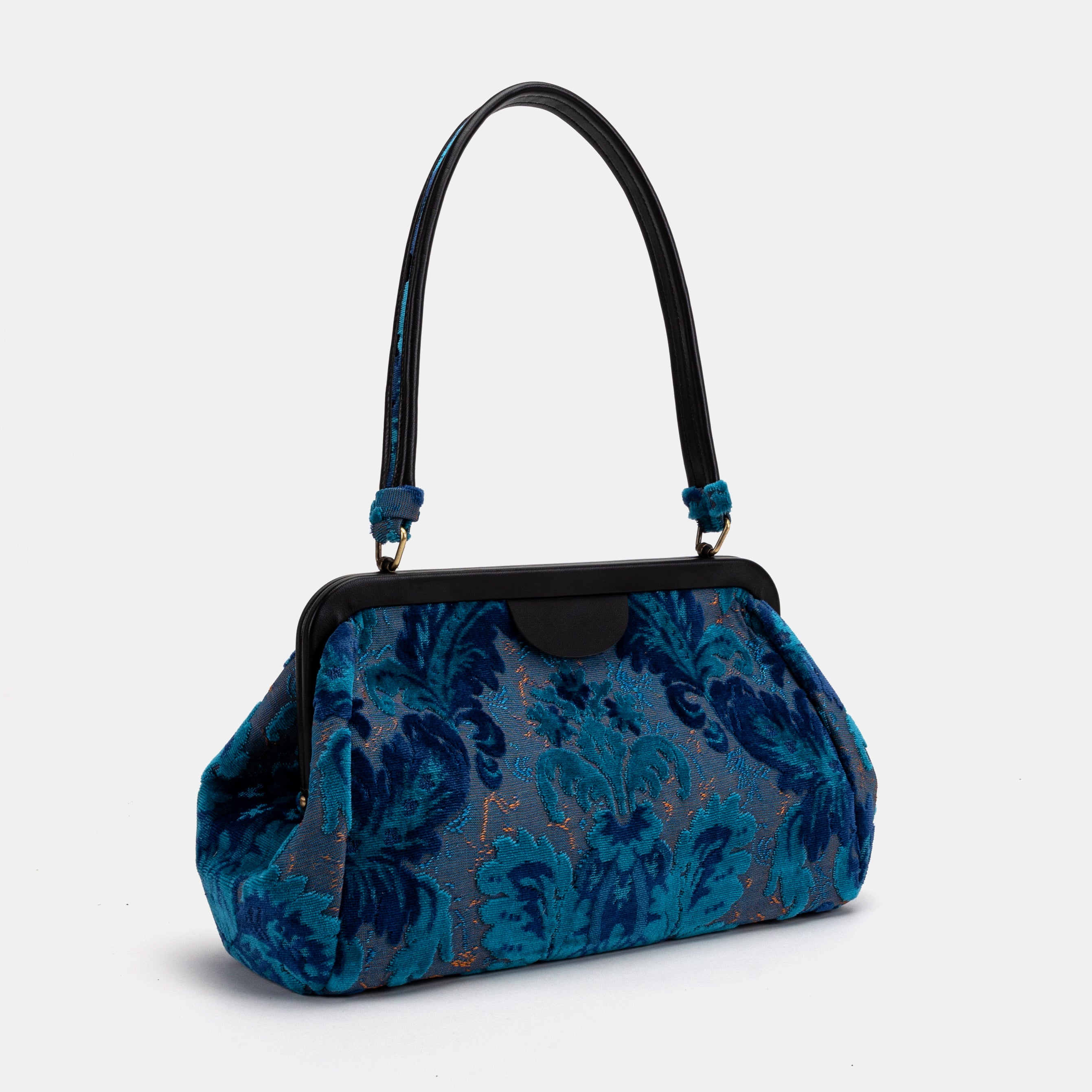 Burnout Velvet Revival Aqua Shoulder Bag of America front side