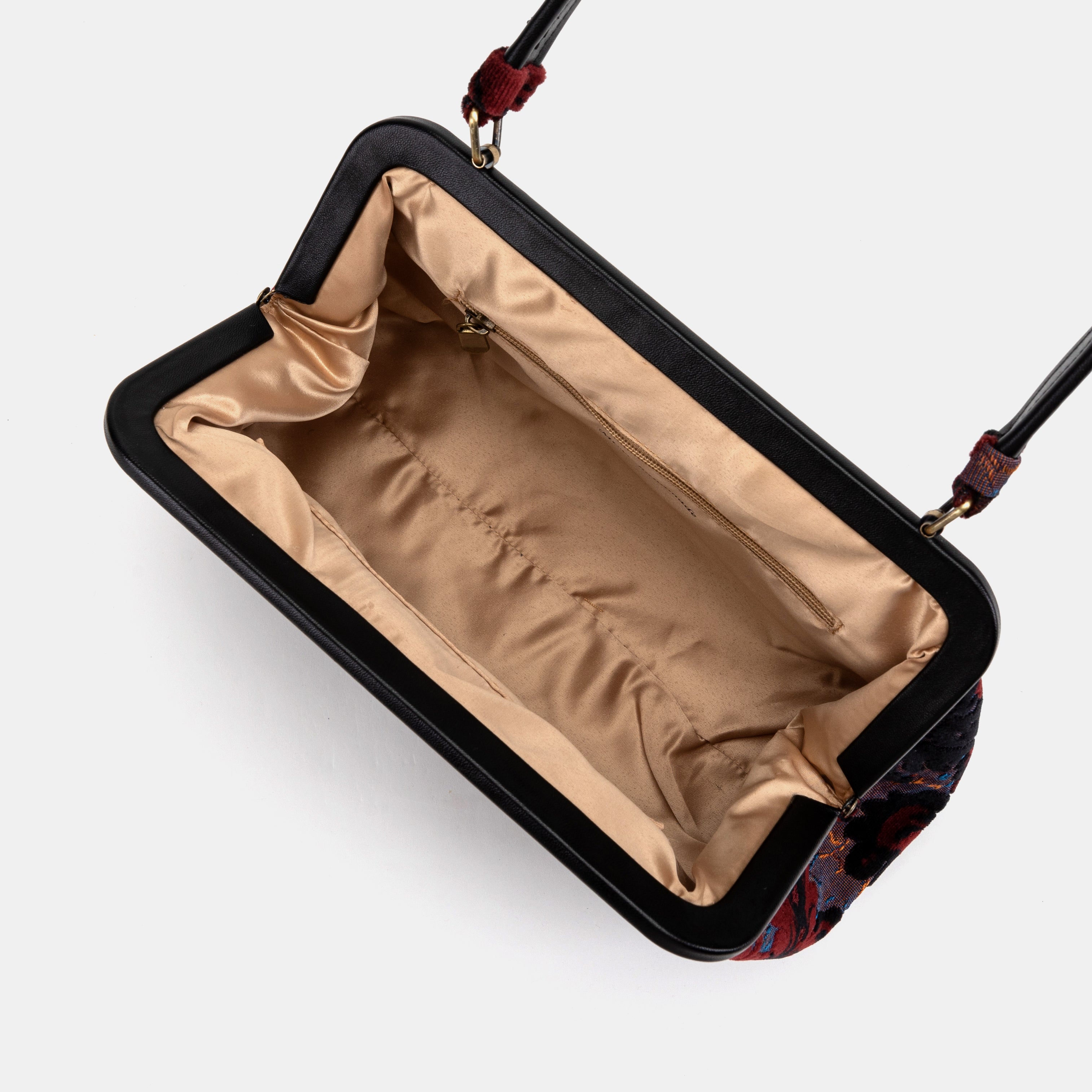 Burnout Velvet Revival Sephia Shoulder Bag of America inside