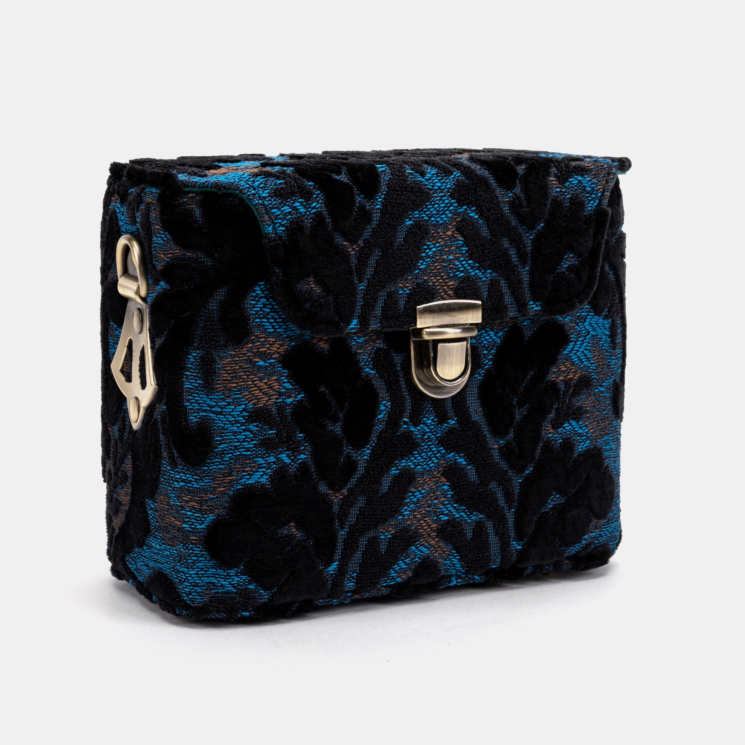 Burnout Velvet Black Emma Small Train Case Crossbody of America front side