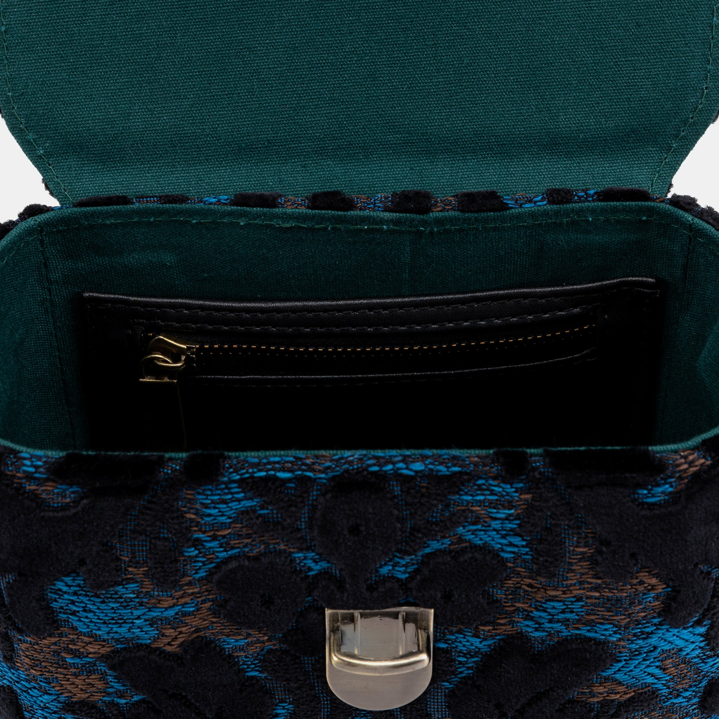 Burnout Velvet Black Emma Small Train Case Crossbody of America inside pocket