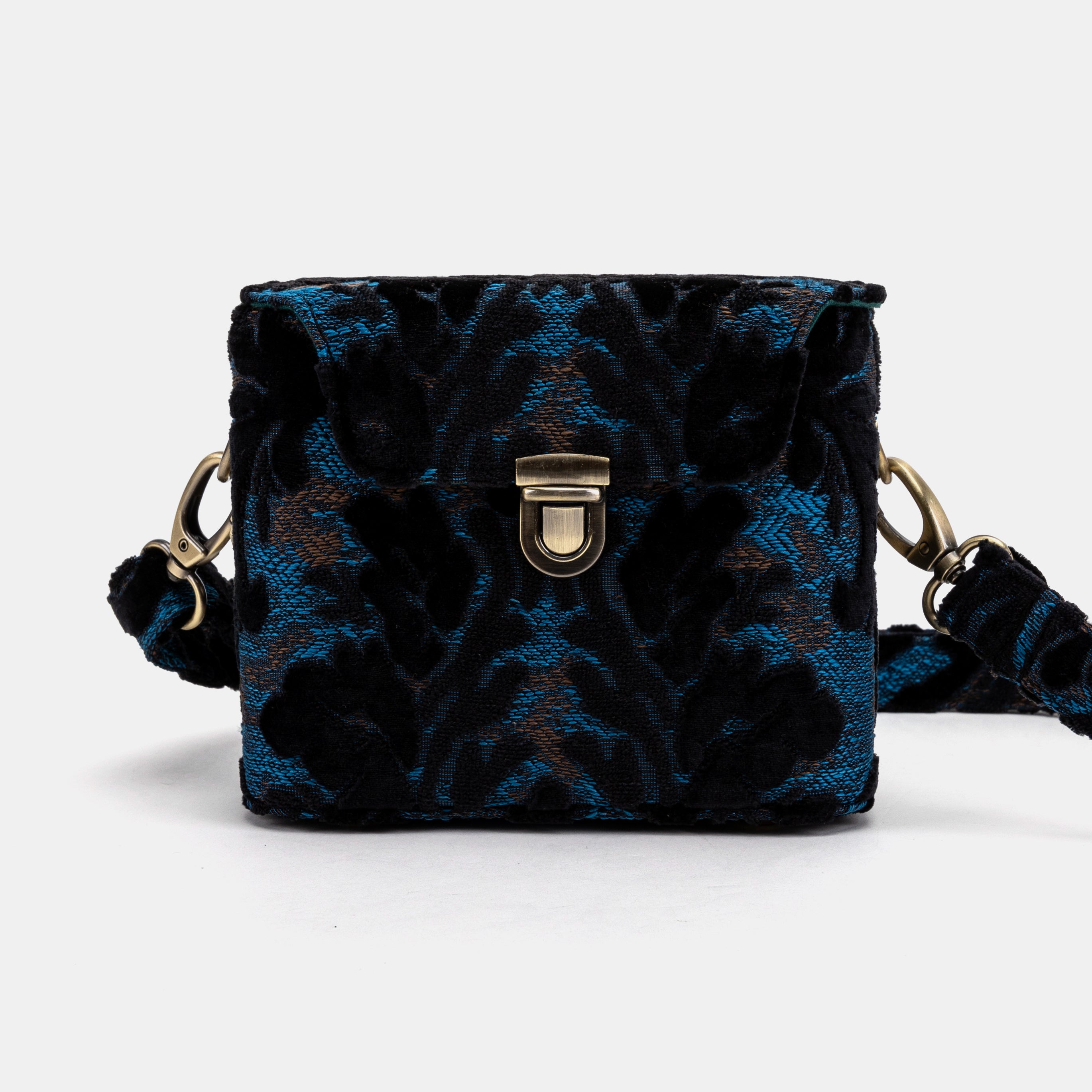 Burnout Velvet Black Emma Small Train Case Crossbody of America main