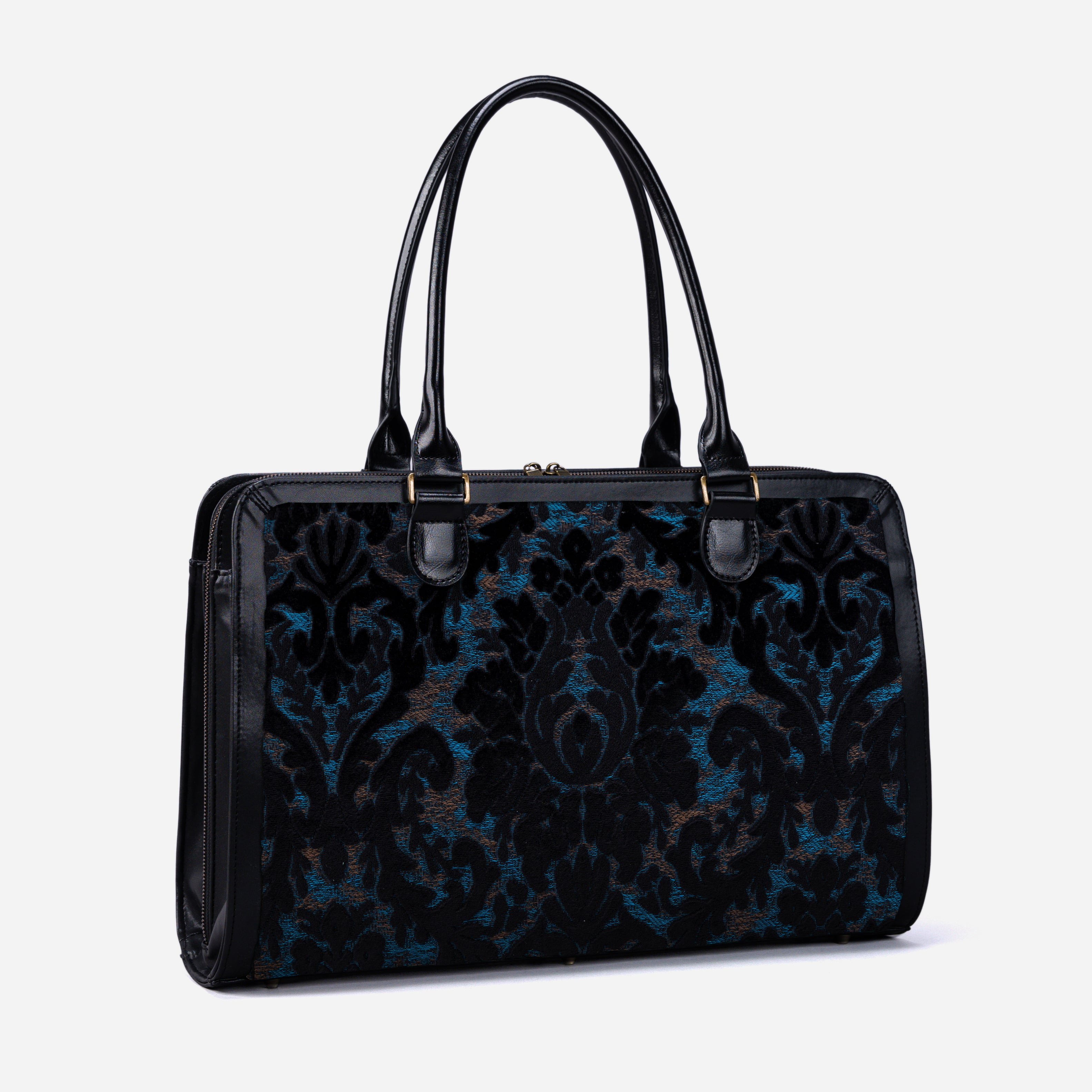 Burnout Velvet Black Business Tote side front