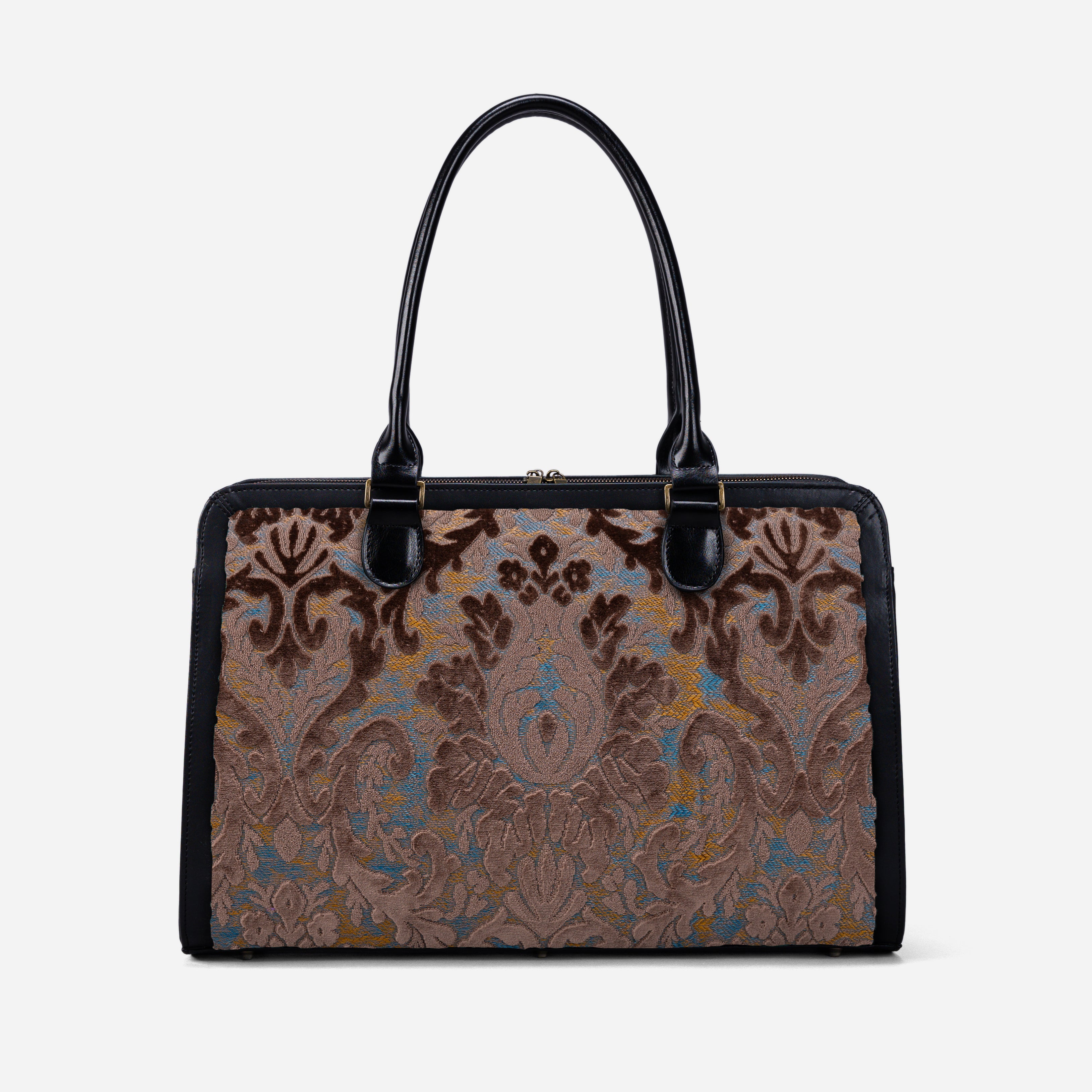 Burnout Velvet Camel Business Tote front