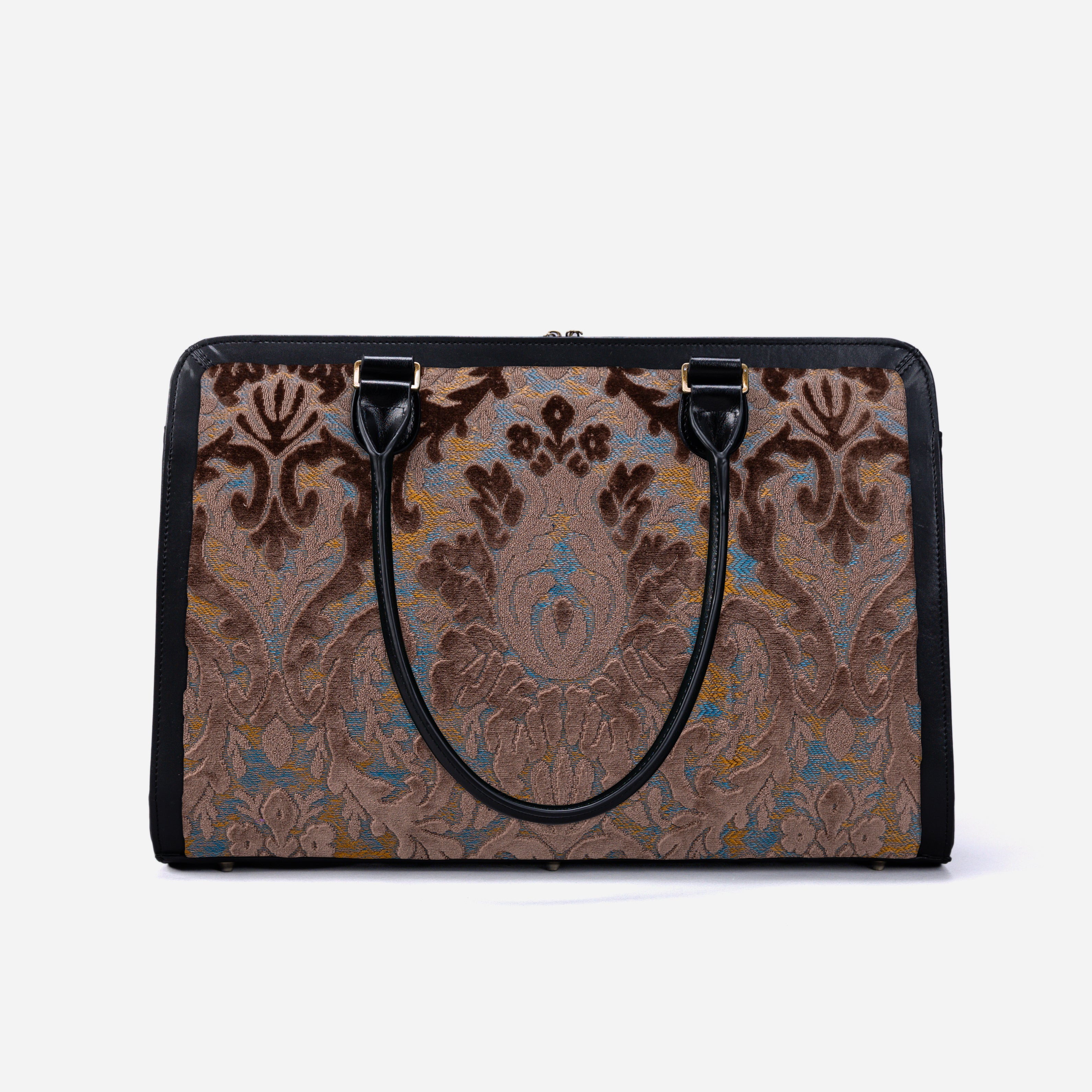 Burnout Velvet Camel Business Tote back