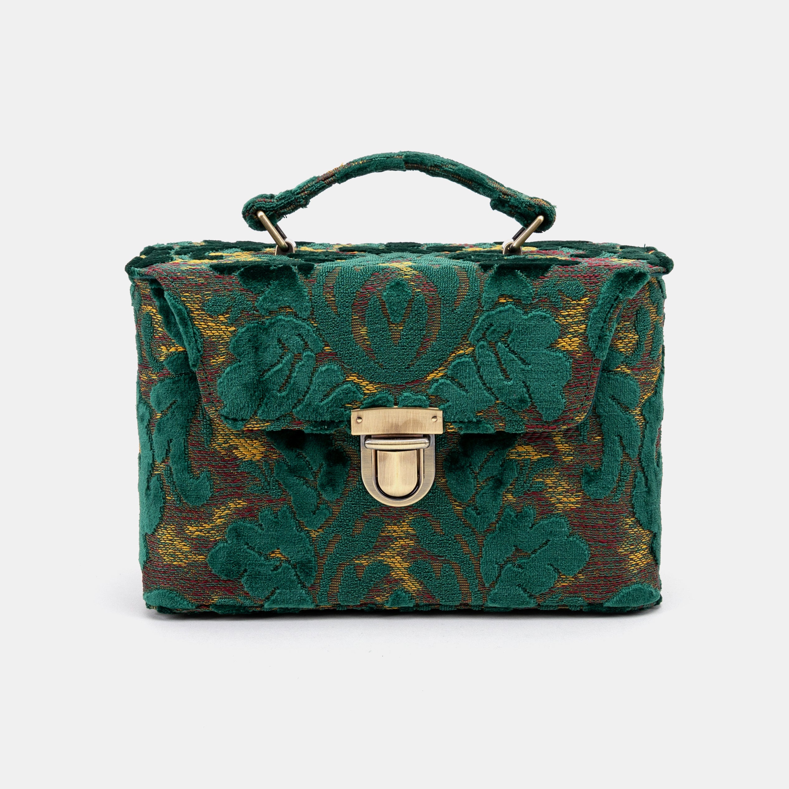 Burnout Velvet Jade Green Clara Medium Train Case of America  front