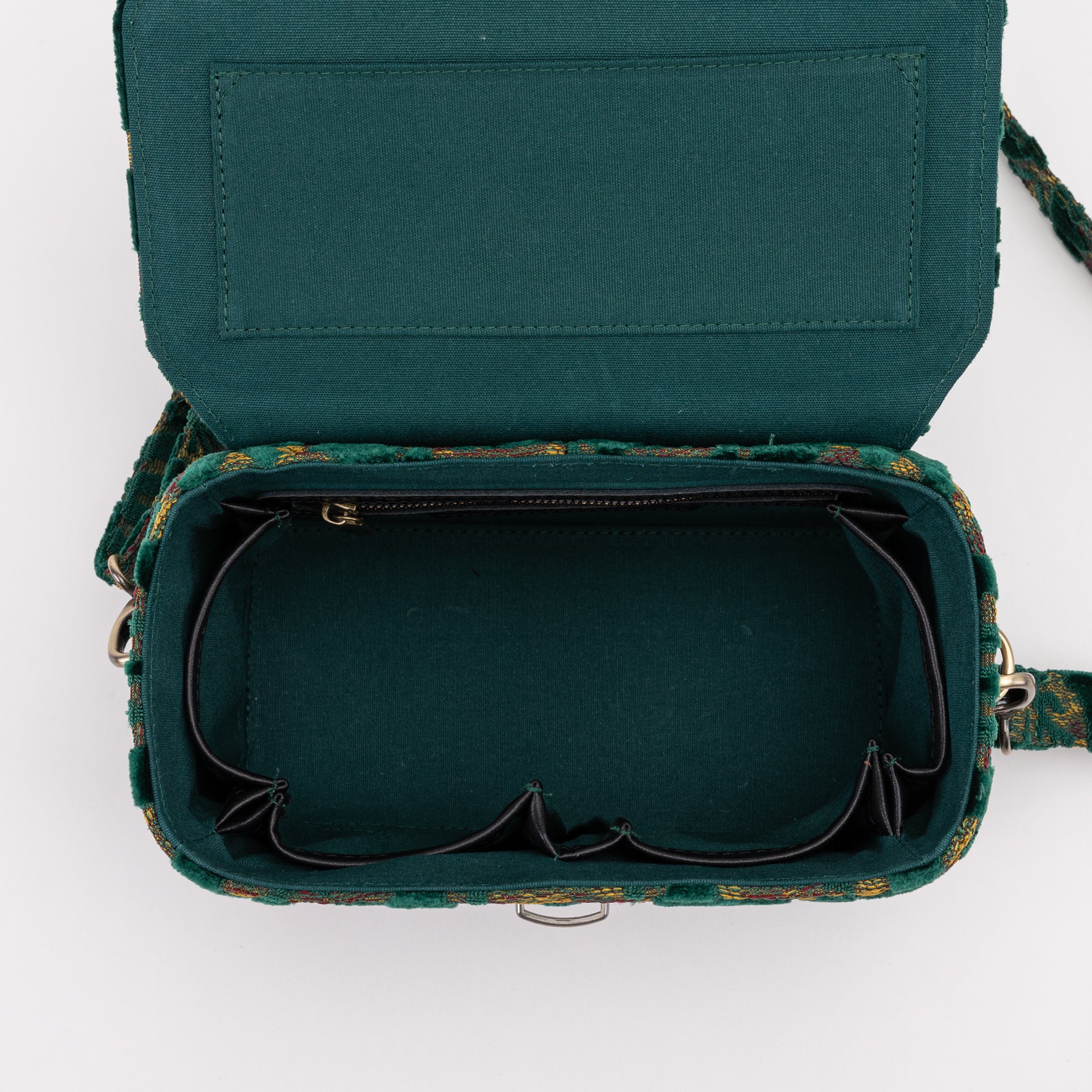 Burnout Velvet Jade Green Clara Medium Train Case of America inside