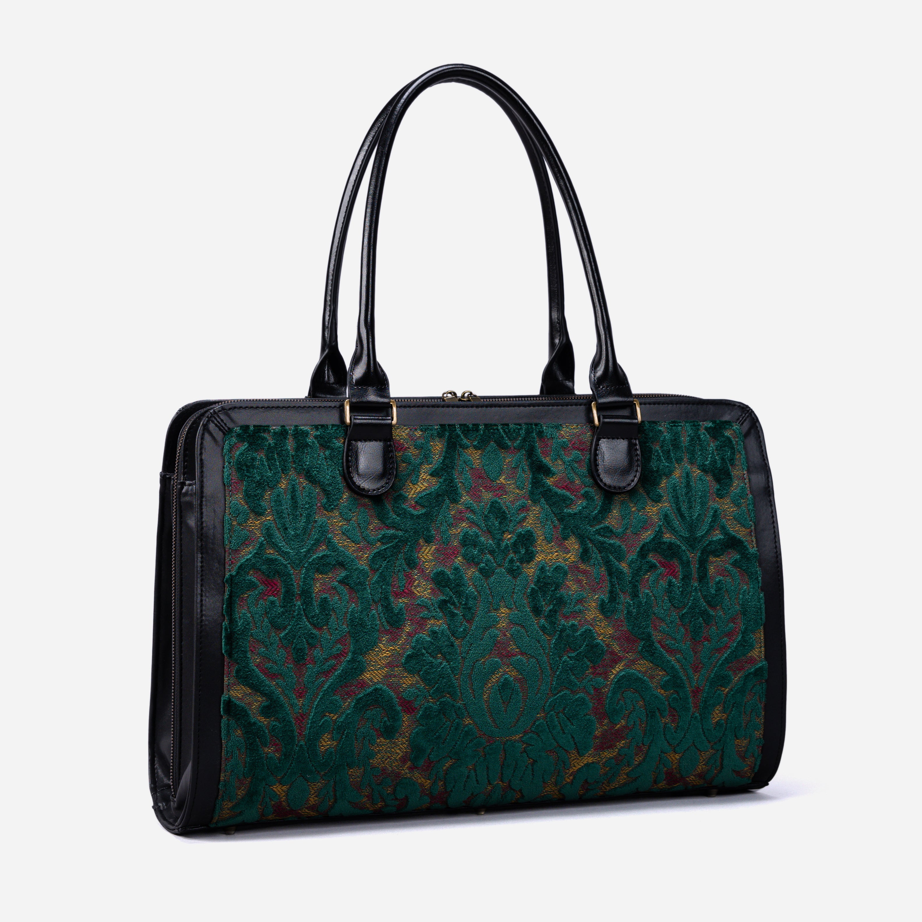 Burnout Velvet Jade Green Business Tote side front