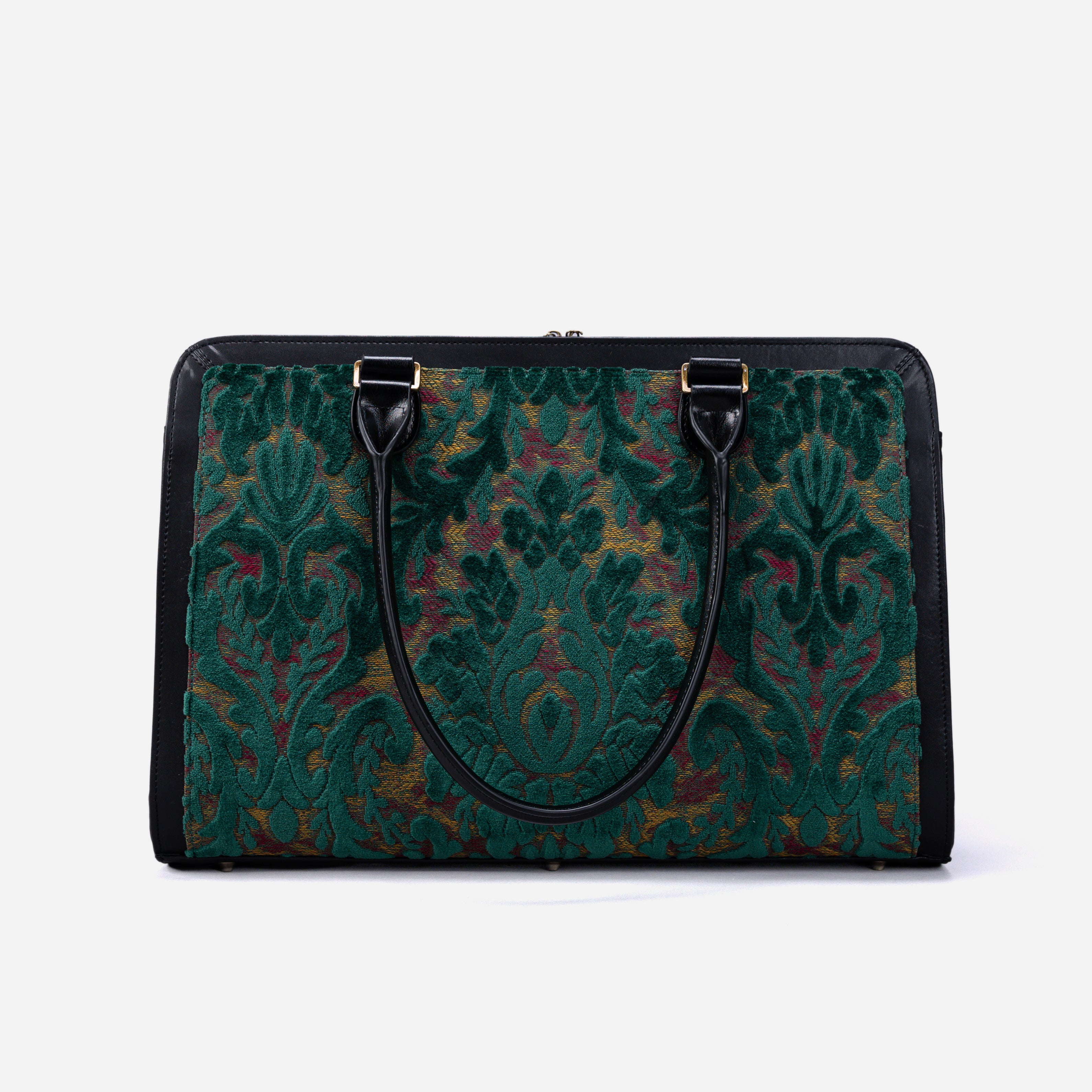 Burnout Velvet Jade Green Business Tote back