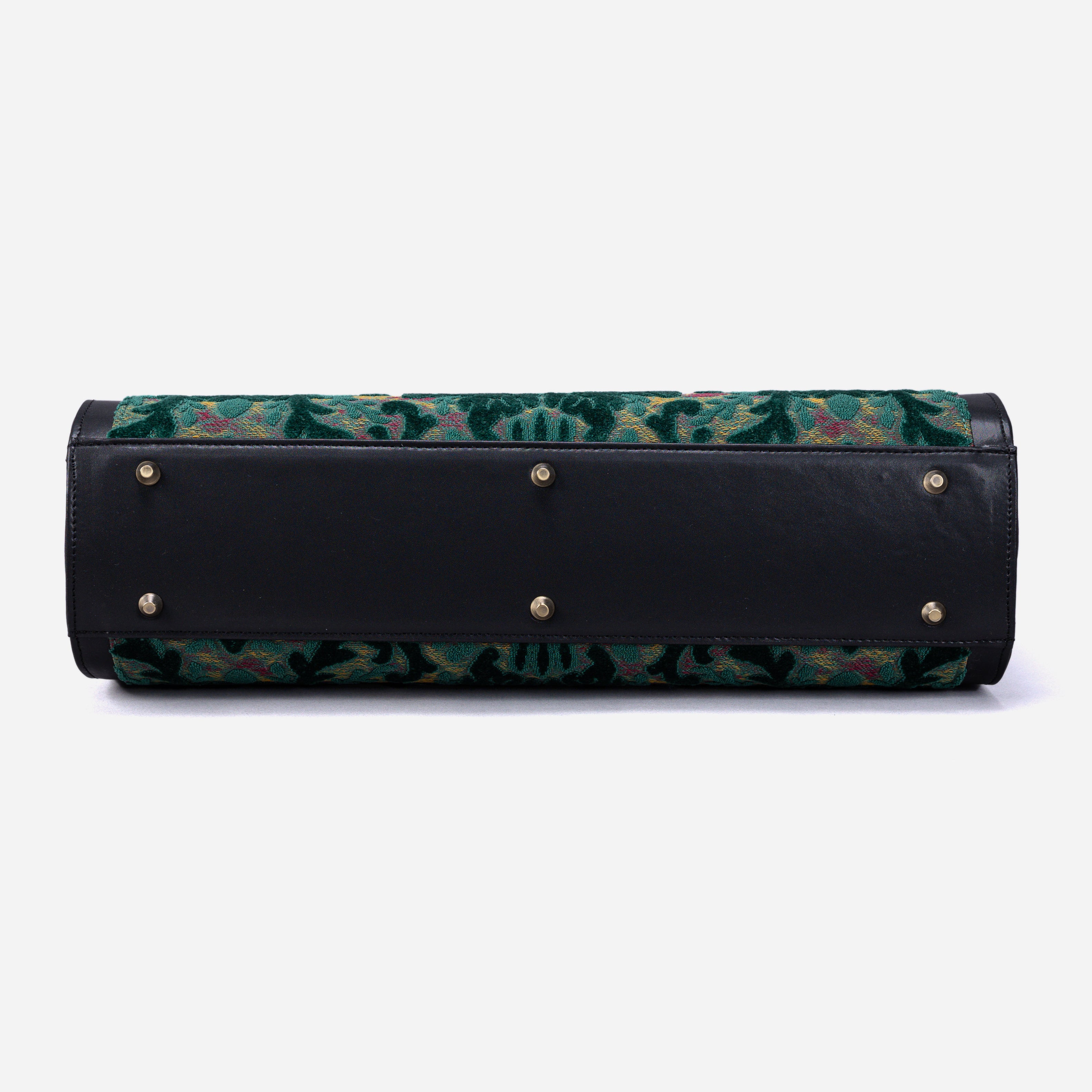 Burnout Velvet Jade Green Business Tote bottom
