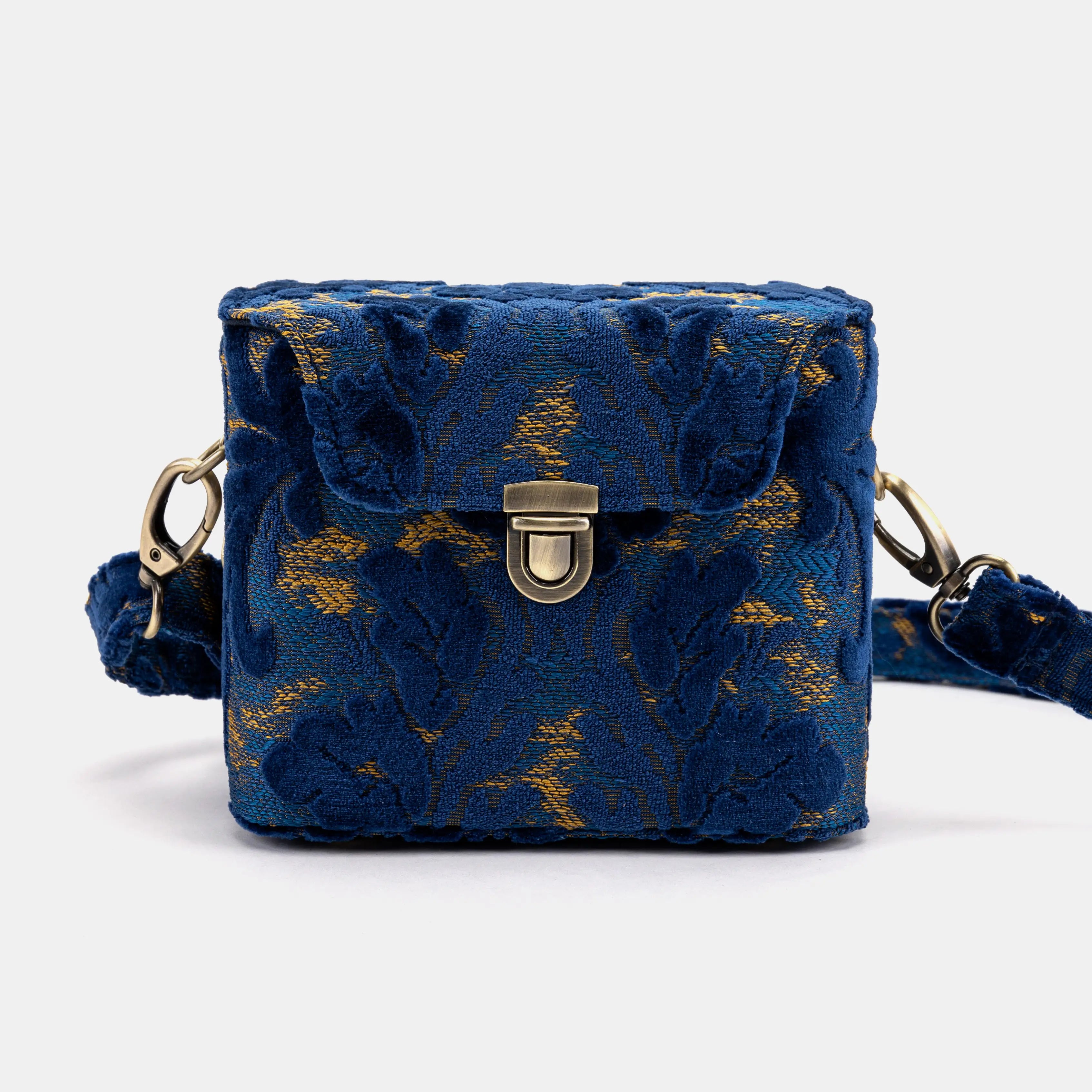 Burnout Velvet Navy Emma Small Train Case Crossbody of America main