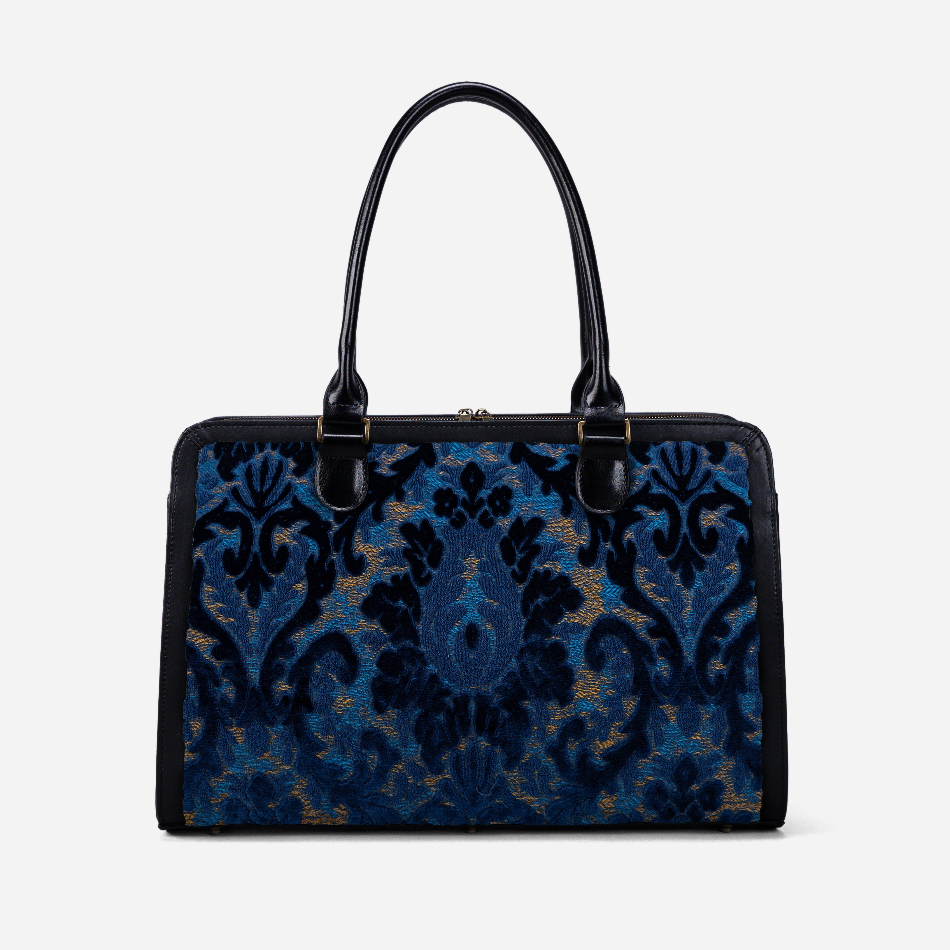 Burnout Velvet Navy Business Tote front