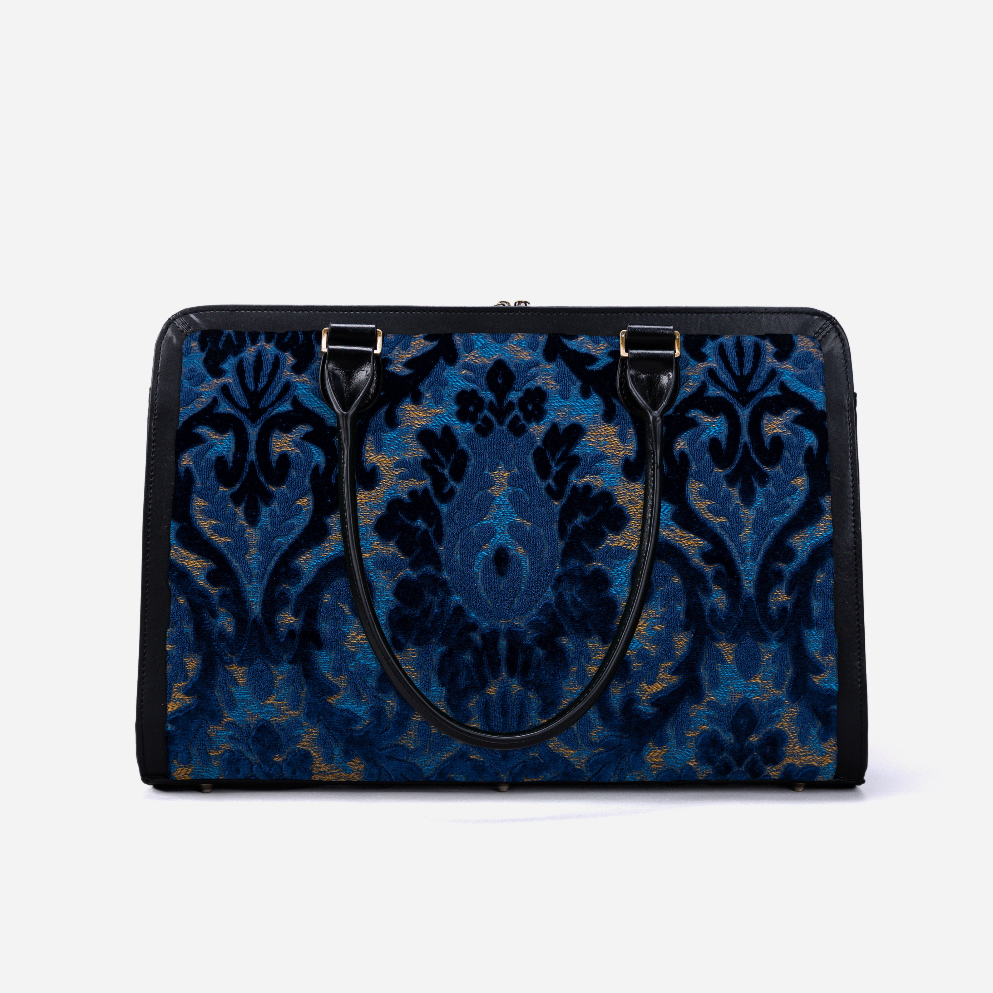Burnout Velvet Navy Business Tote back