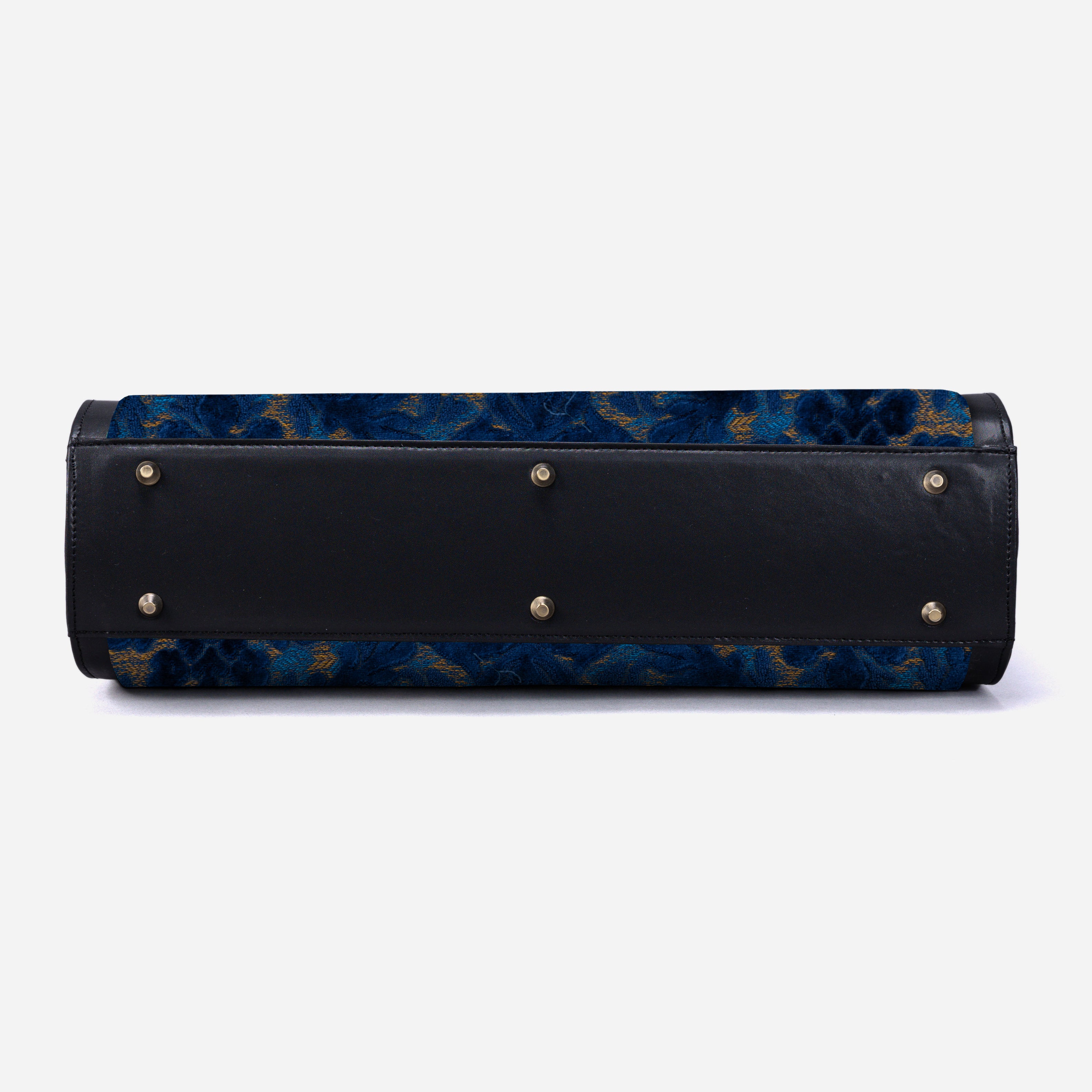Burnout Velvet Navy Business Tote bottom