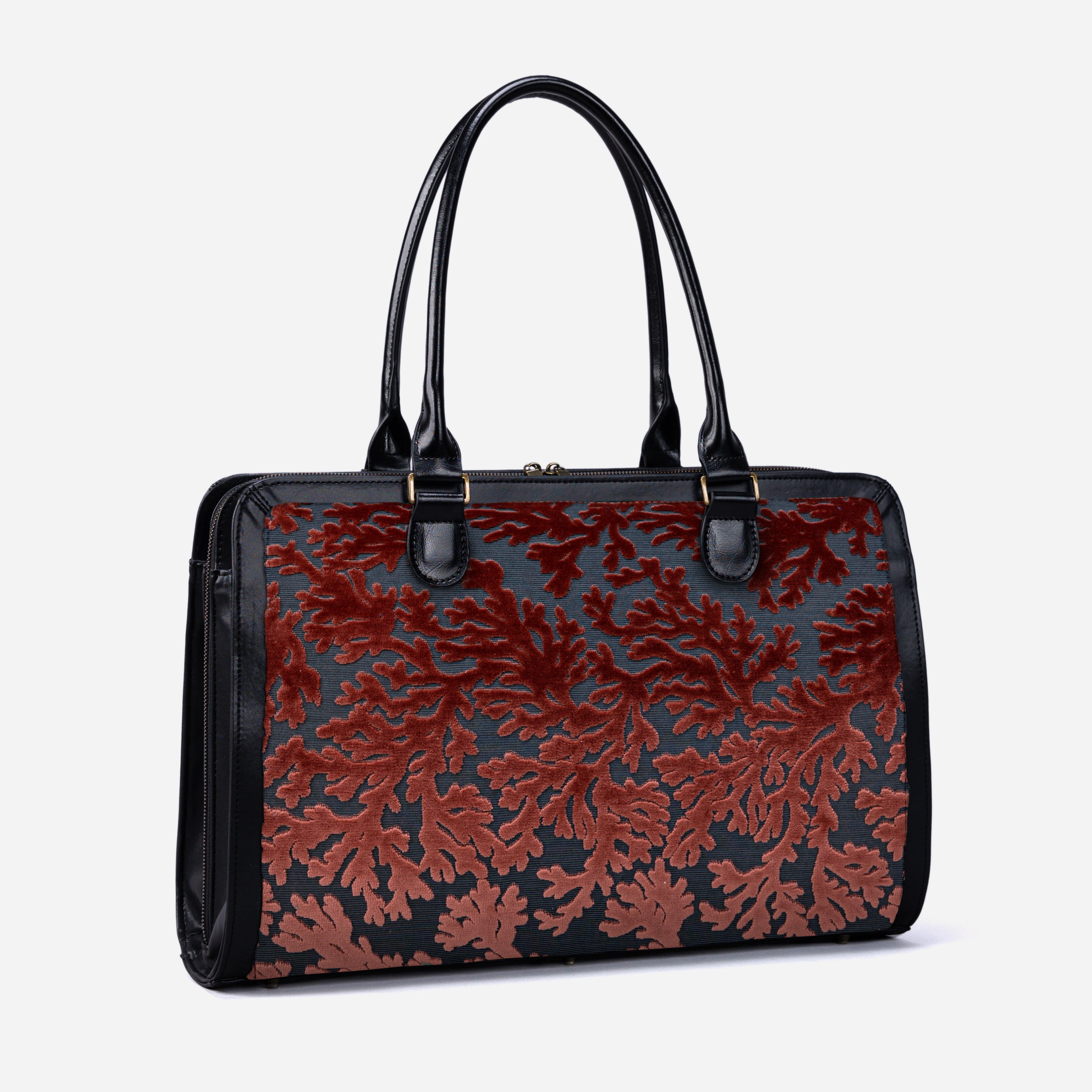 Burnout Velvet St Tropez Scuba Coral Business Tote side front