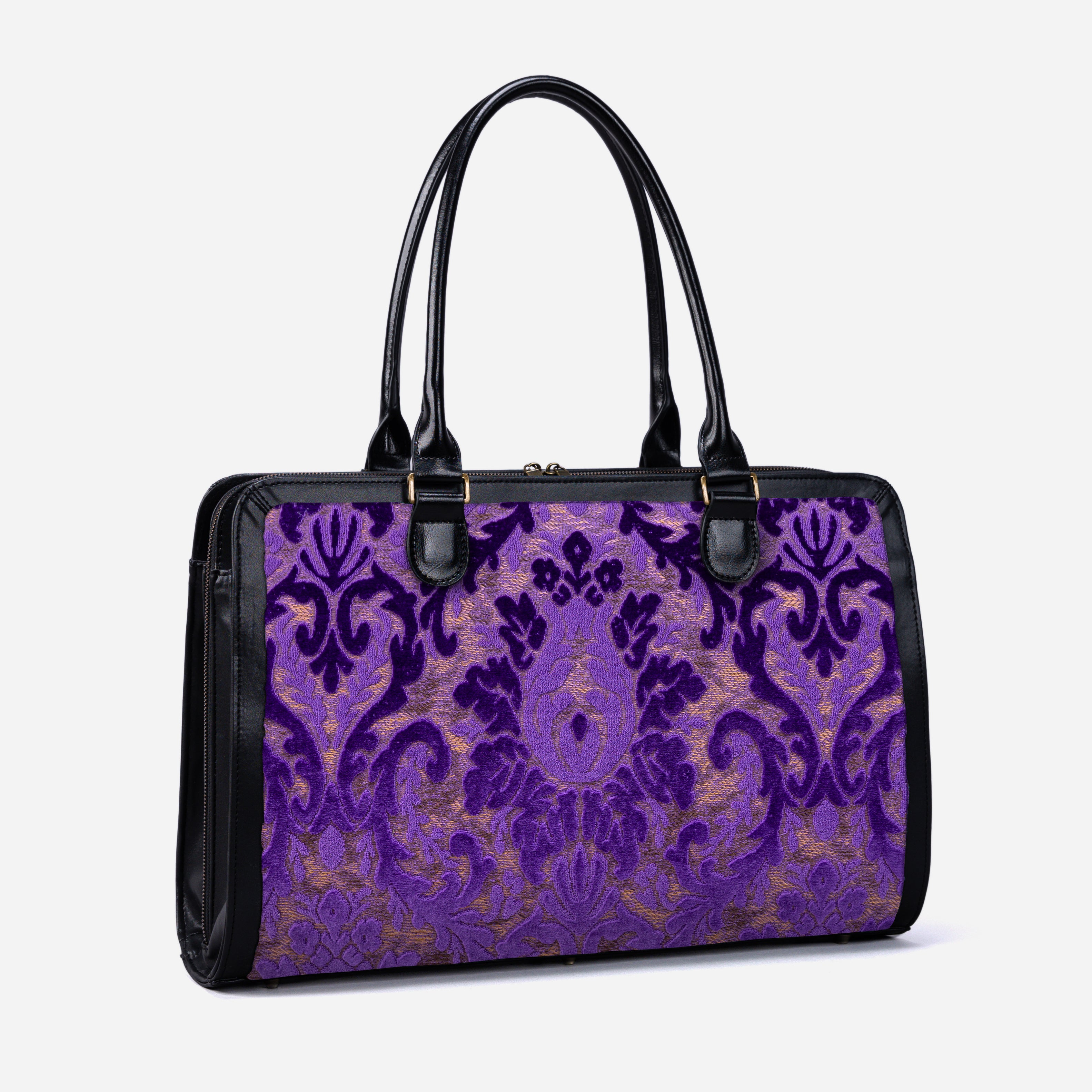 Burnout Velvet Purple Business Tote side front