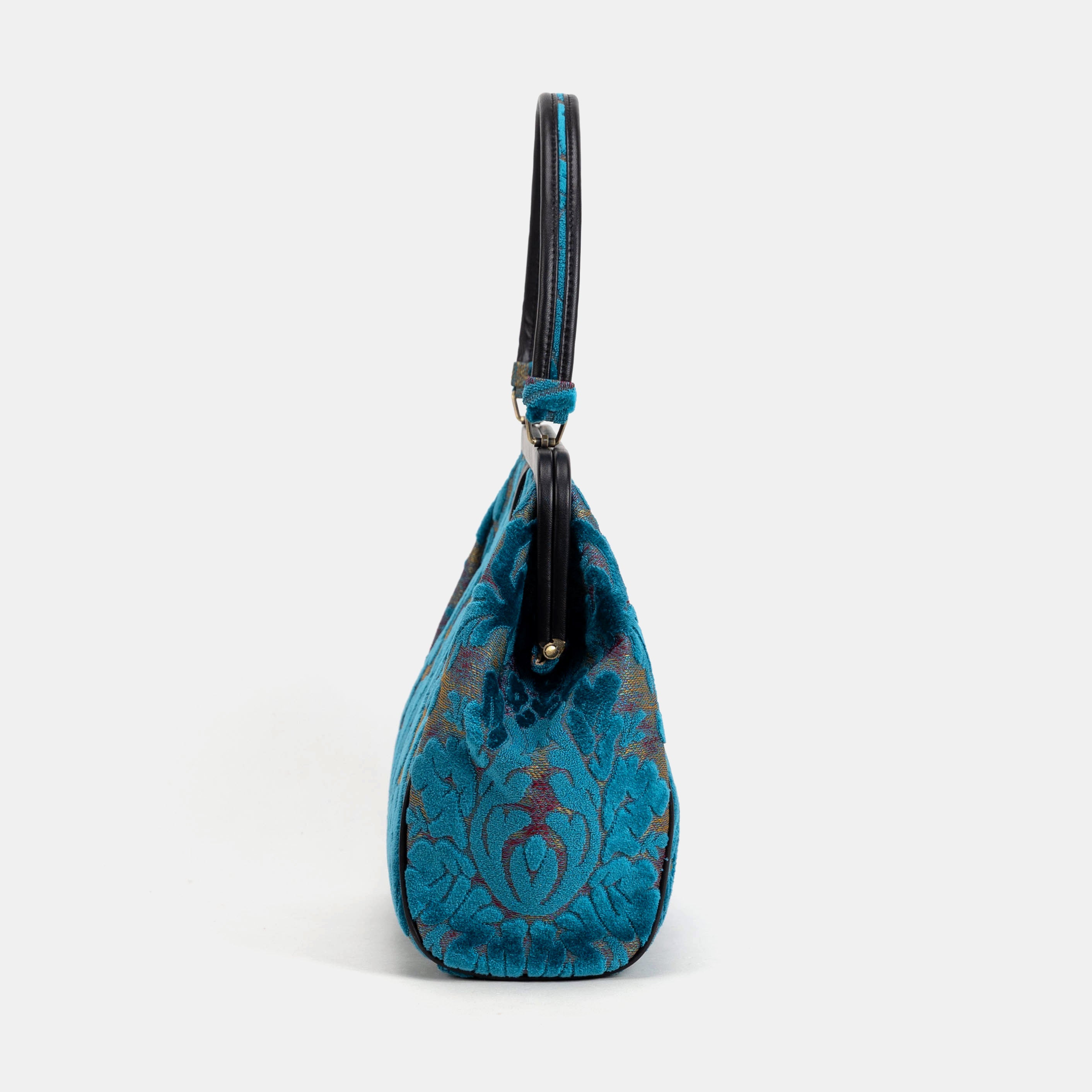 Burnout Velvet Aqua Blue Alma Shoulder Bag Carpet Bag of America side