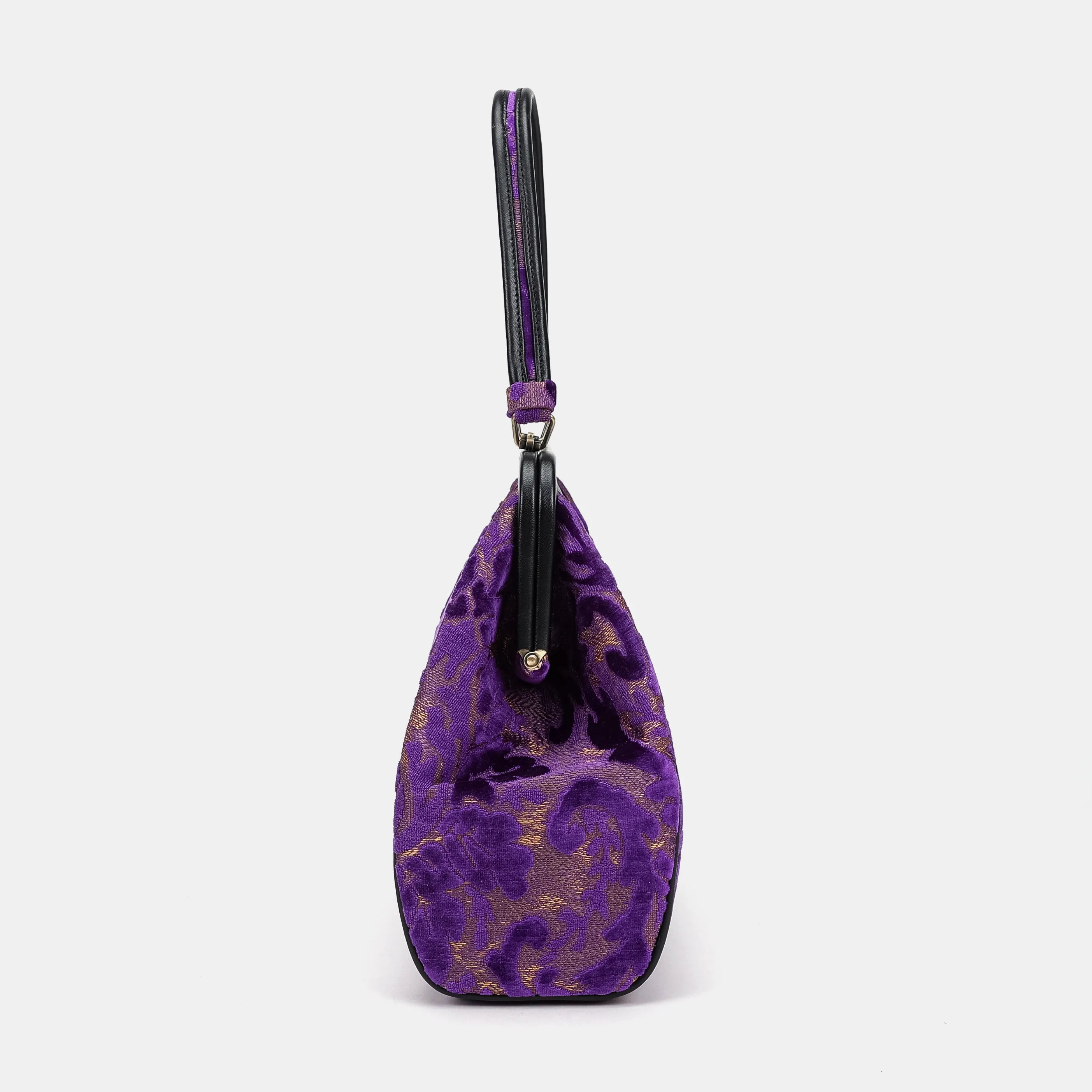 Burnout Velvet Purple Alma Shoulder Bag Carpetbag of America side