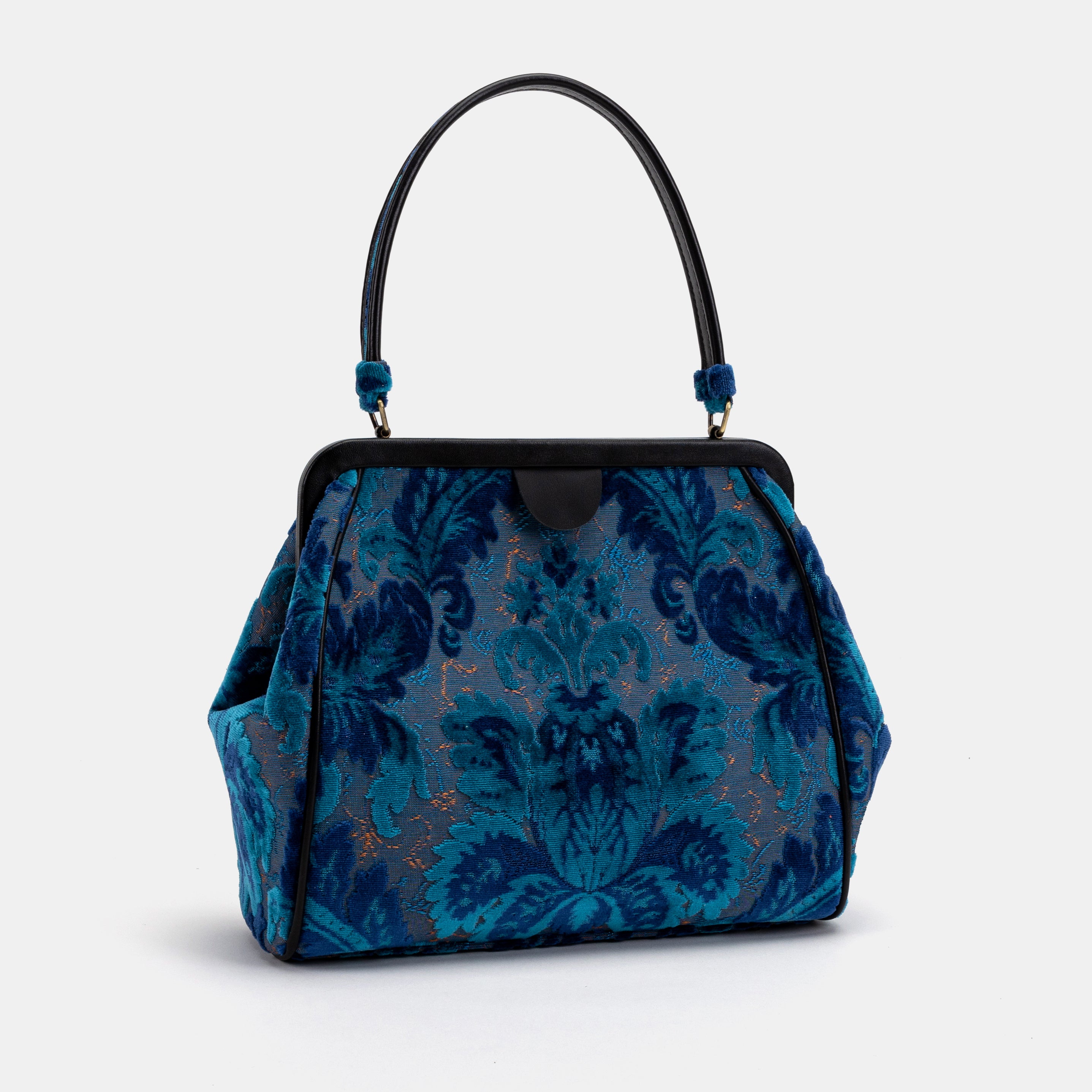 Burnout Velvet Revival Aqua Alma Shoulder Bag Carpet Bag of America front side
