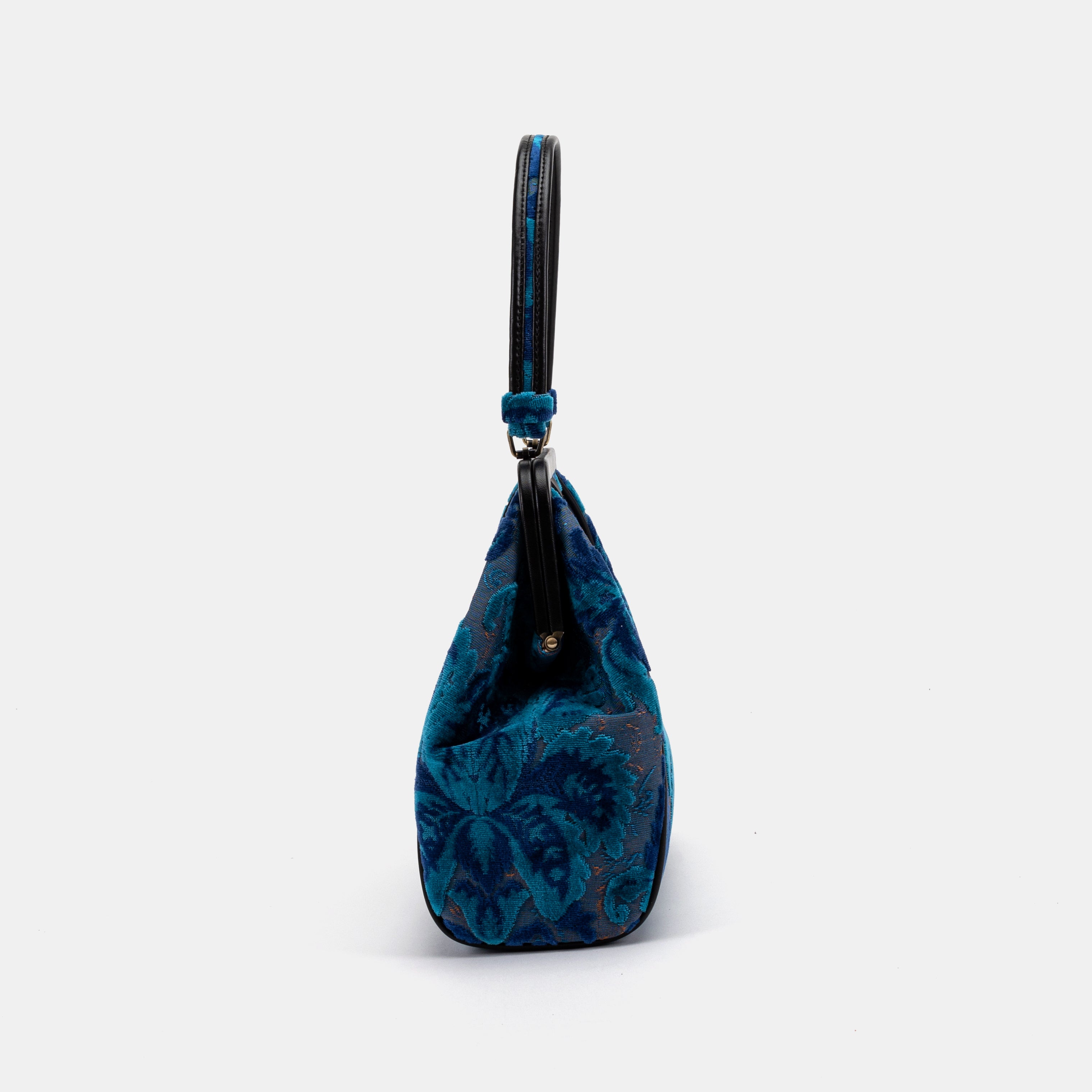 Burnout Velvet Revival Aqua Alma Shoulder Bag Carpet Bag of America side