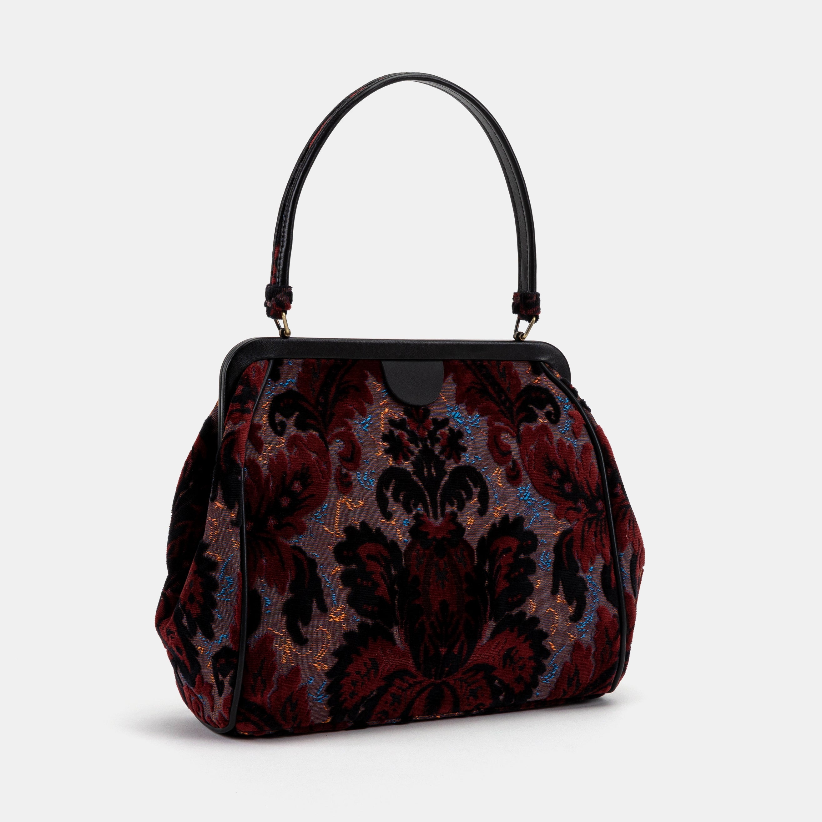 Burnout Velvet Revival Sephia Alma Shoulder Bag Carpet Bag of America front side
