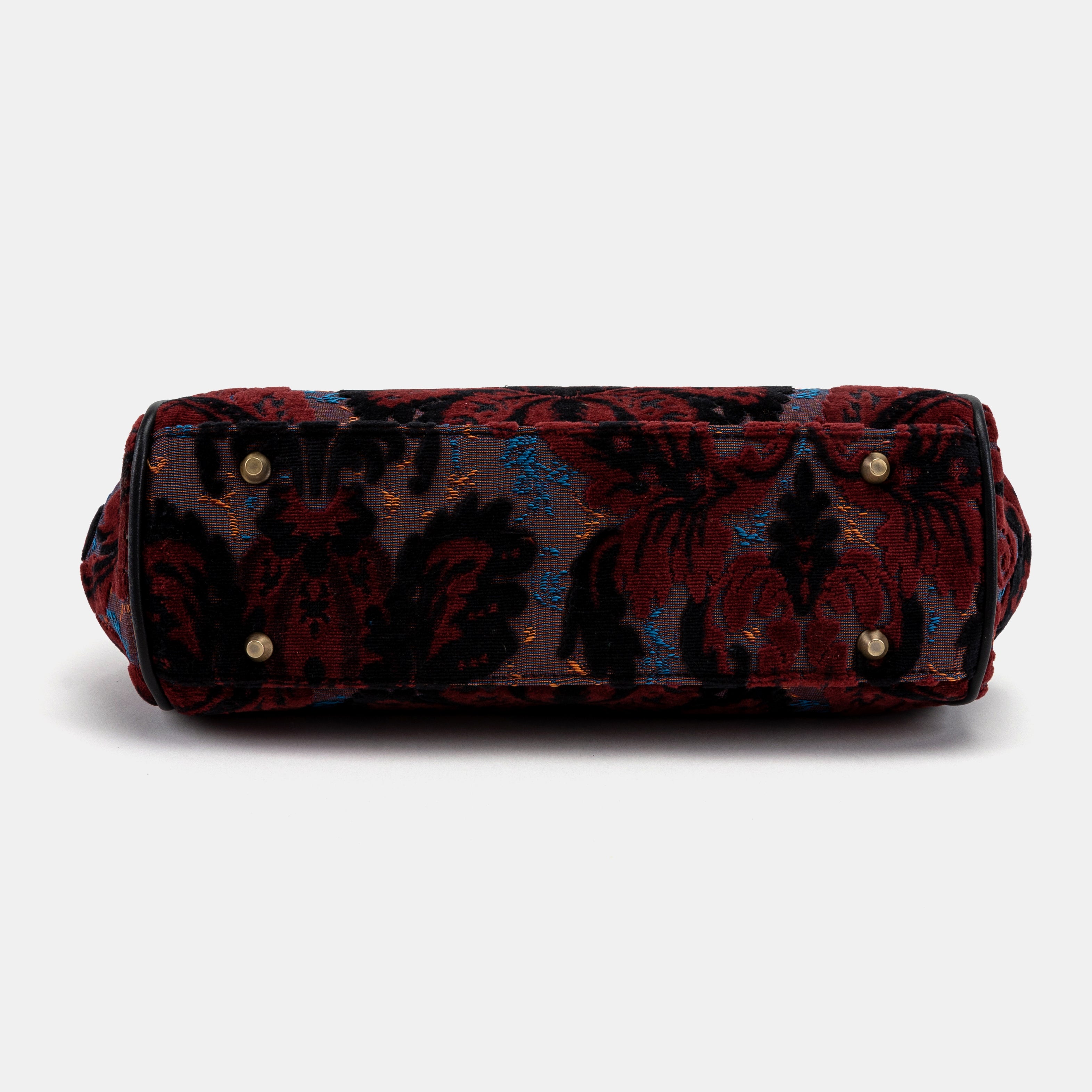 Burnout Velvet Revival Sephia Alma Shoulder Bag Carpet Bag of America bottom