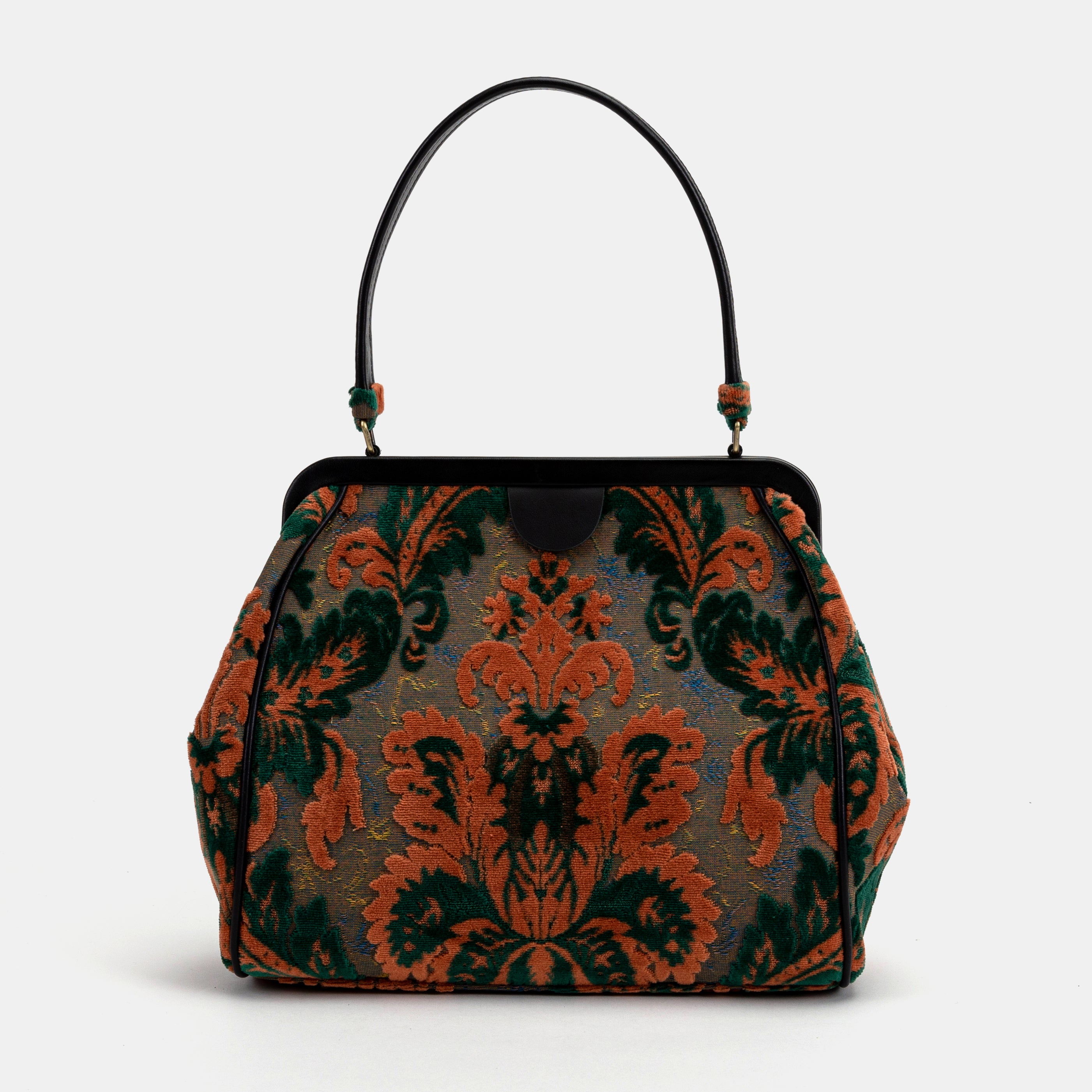 Burnout Velvet Revival Jade Alma Shoulder Bag Carpet Bag of America front