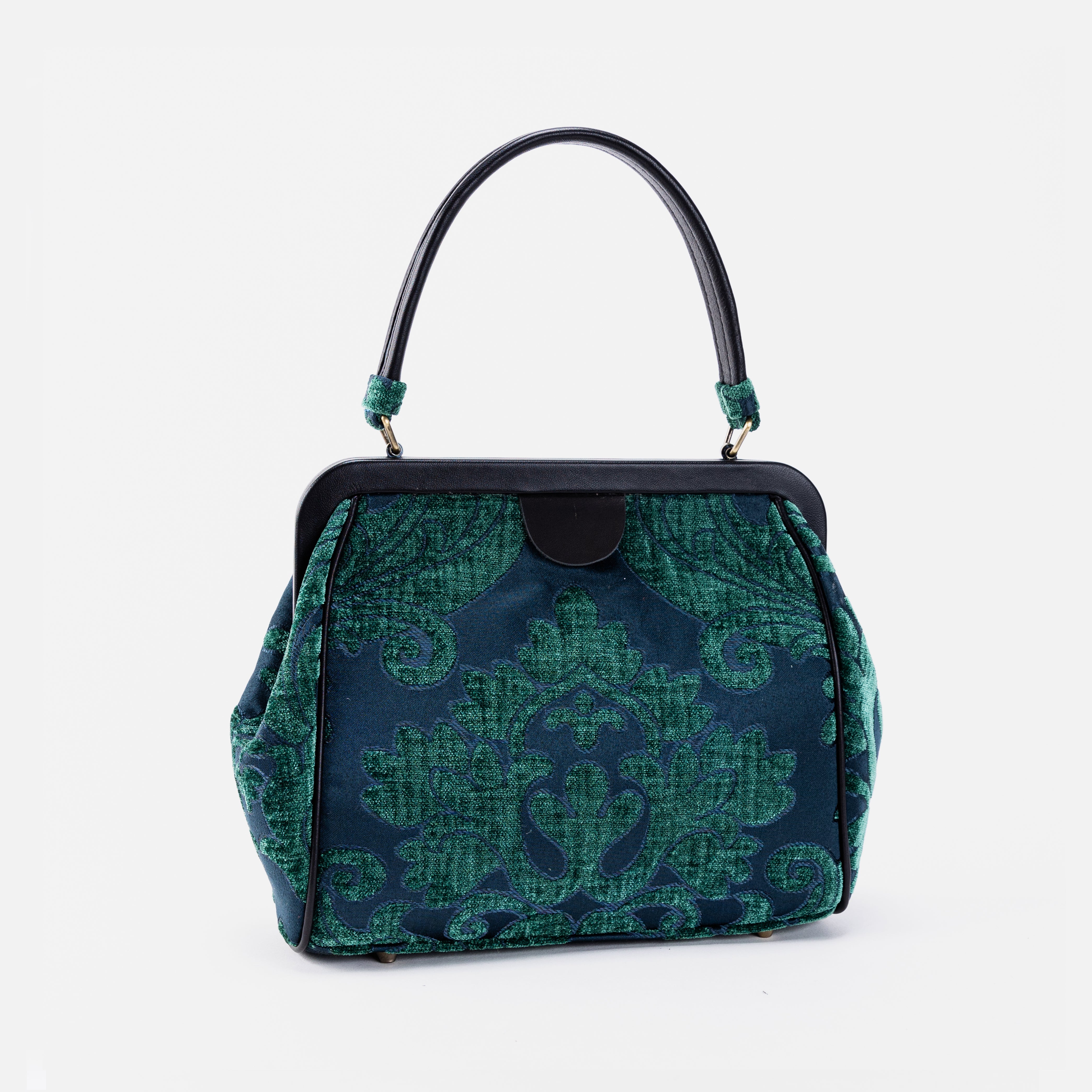 Alma Satchel Carpet Bag | Queen Hunter Green front side