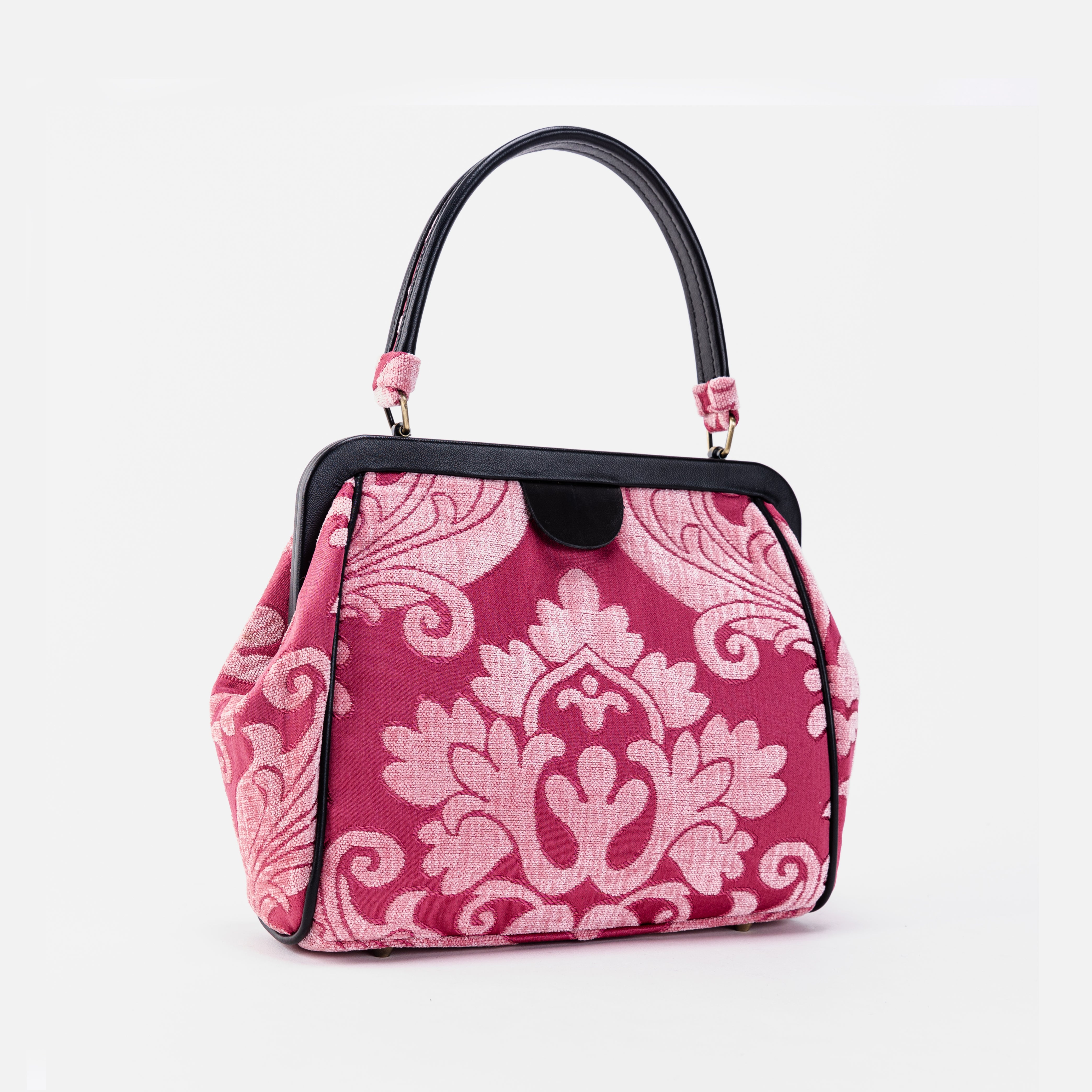 Queen Rose Pink Alma Satchel Carpet Bag front side